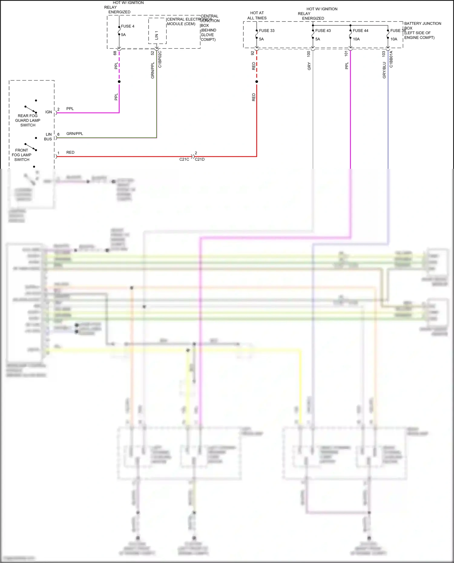 Wiring diagram fuse 44 for Land Rover Freelander L359 (2010-2012) (1 of 2)