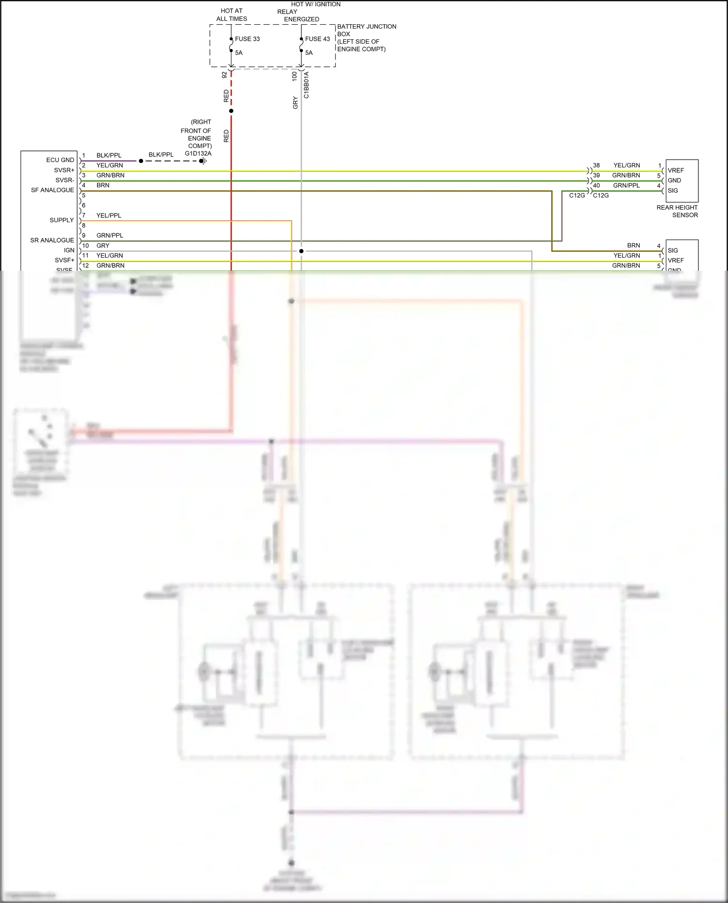 Wiring diagram rear height sensor for Land Rover Freelander L359 (2010-2012) (2 of 2)