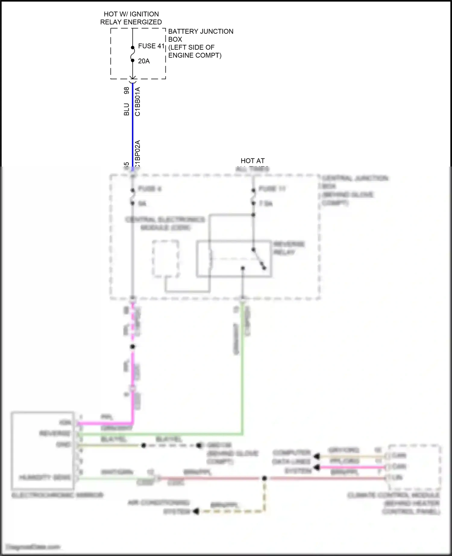 Wiring diagram reverse relay for Land Rover Freelander L359 (2010-2012) (2 of 3)