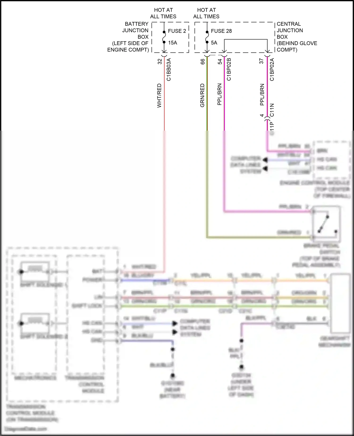 Wiring diagram shift lock for Land Rover Freelander L359 (2010-2012) (1 of 1)