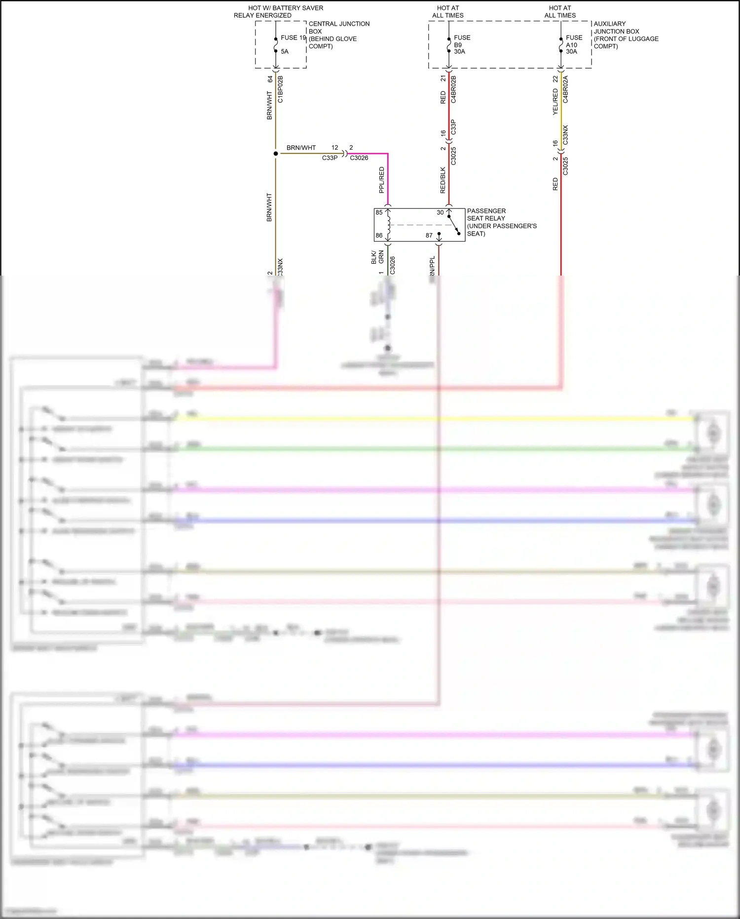 Wiring diagram slide forward switch for Land Rover Freelander L359 (2010-2012) (1 of 1)