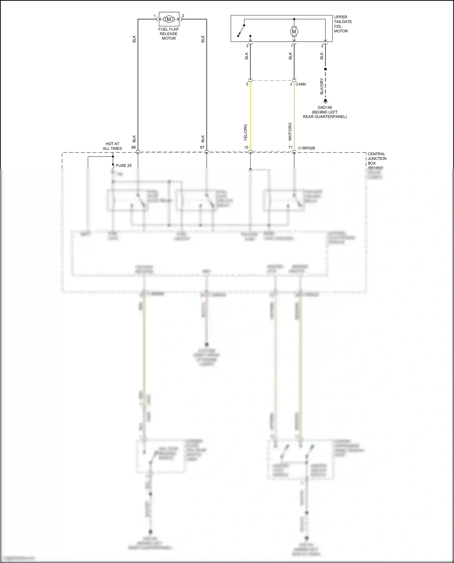 Wiring diagram tailgate release for Land Rover Freelander L359 (2010-2012) (2 of 2)