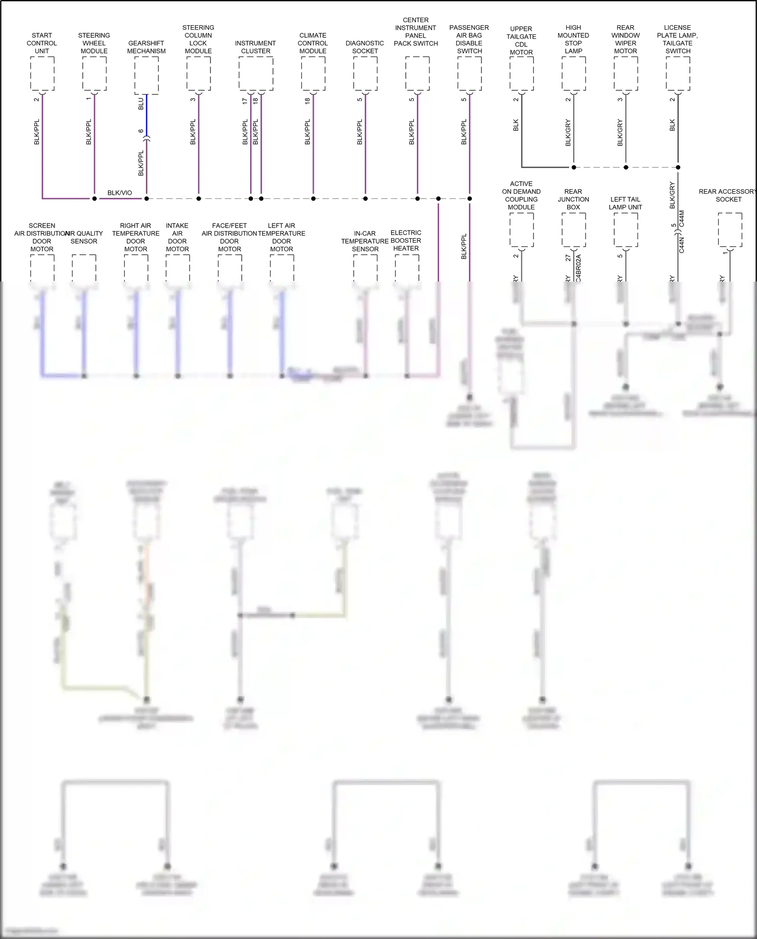 Wiring diagram upper tailgate cdl motor for Land Rover Freelander L359 (2010-2012) (3 of 6)