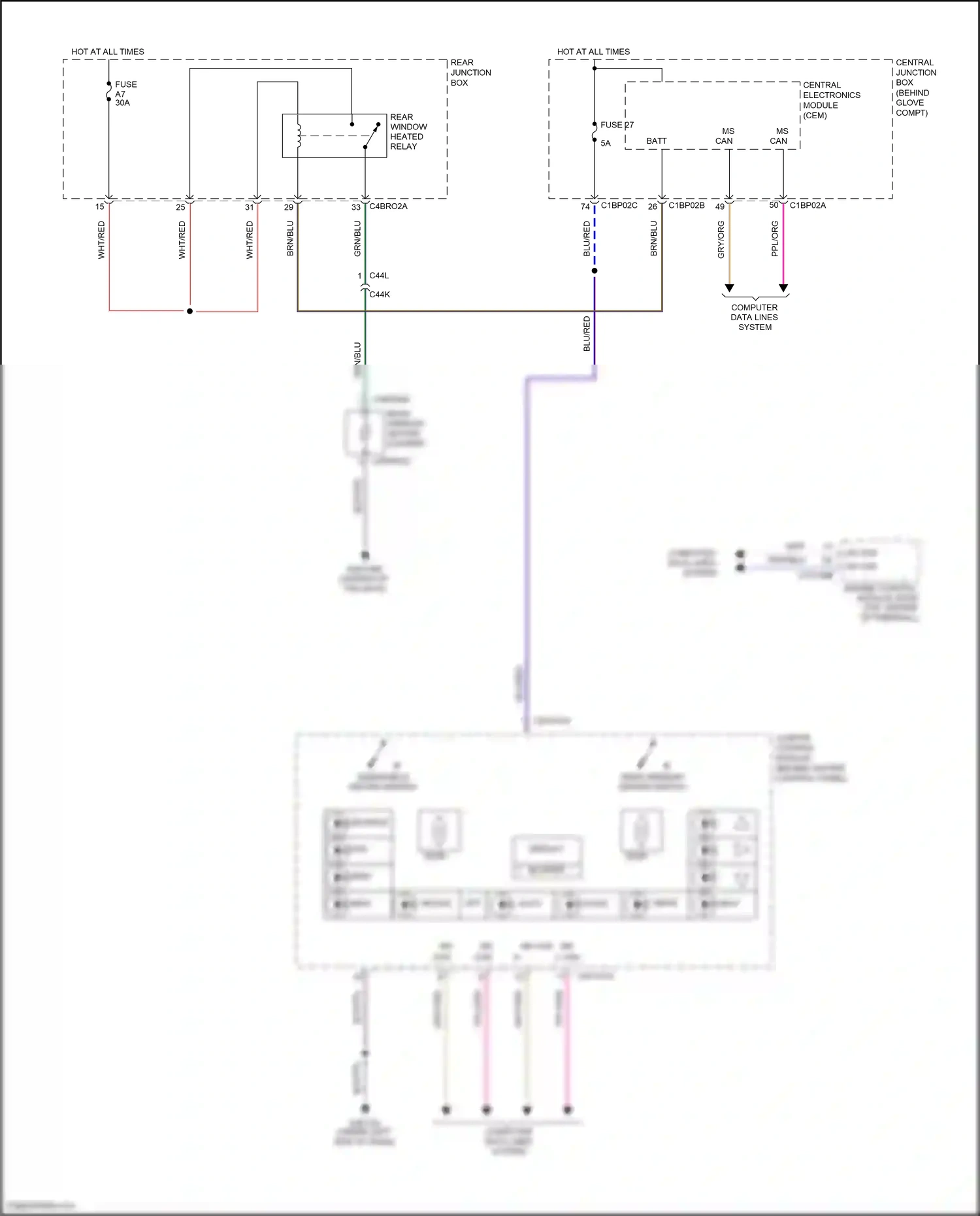 Wiring diagram windshield heated switch for Land Rover Freelander L359 (2010-2012) (2 of 2)