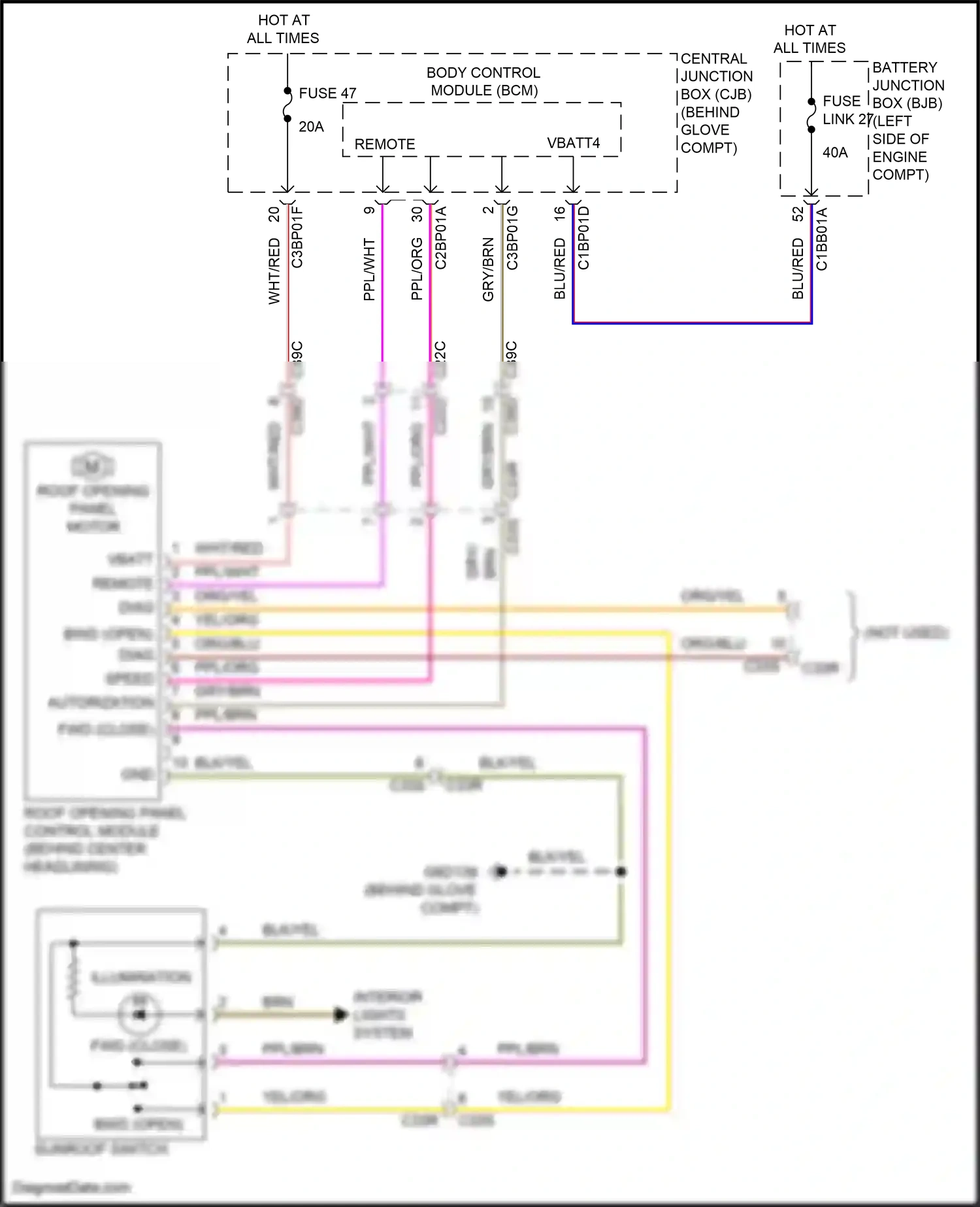 Wiring diagram remote + for Land Rover Freelander L359 (2012-2014) (2 of 2)