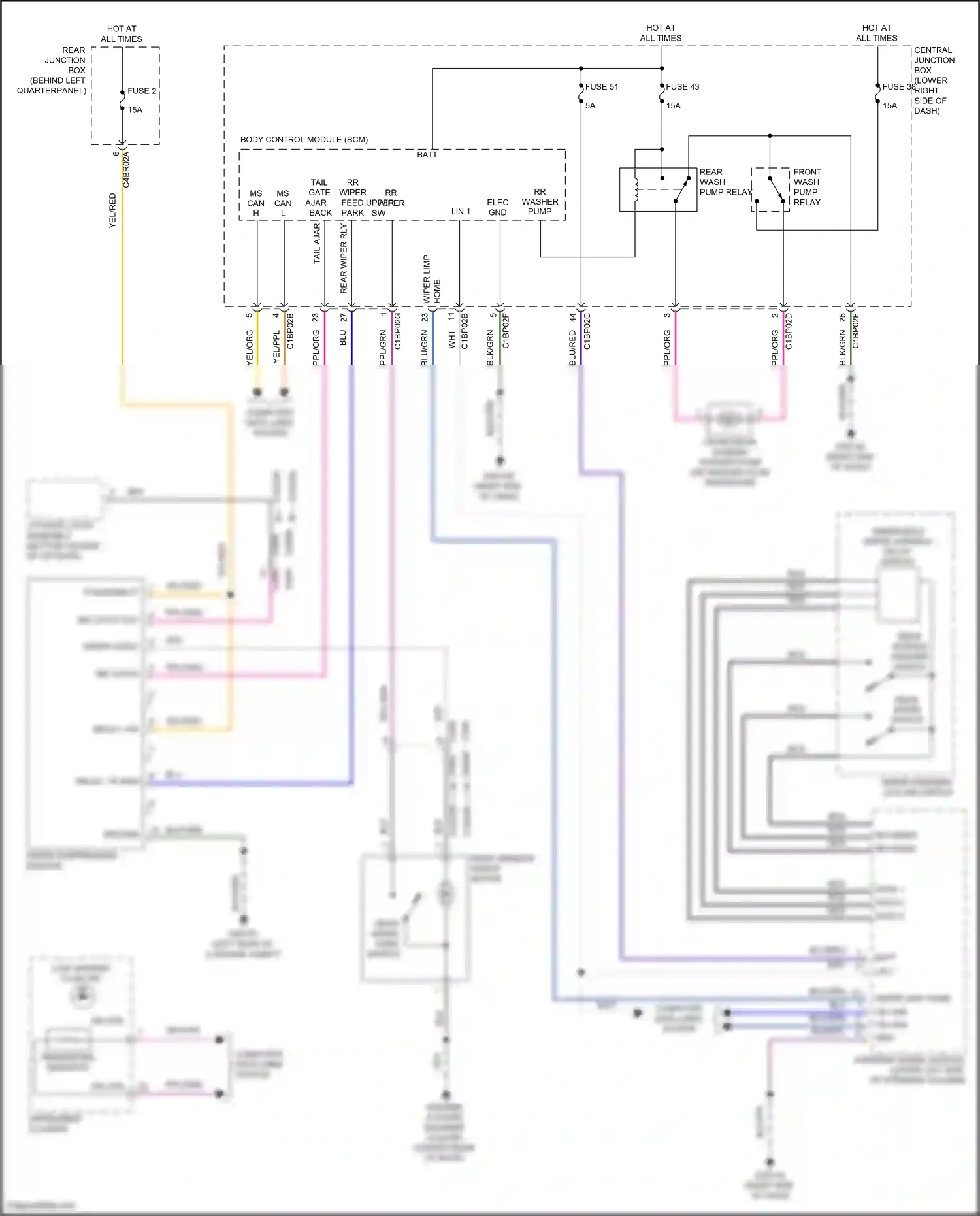Land Rover Range Rover Evoque L538 (2015-2019) windshield wiper variable delay switch wiring diagram  (2 of 2)