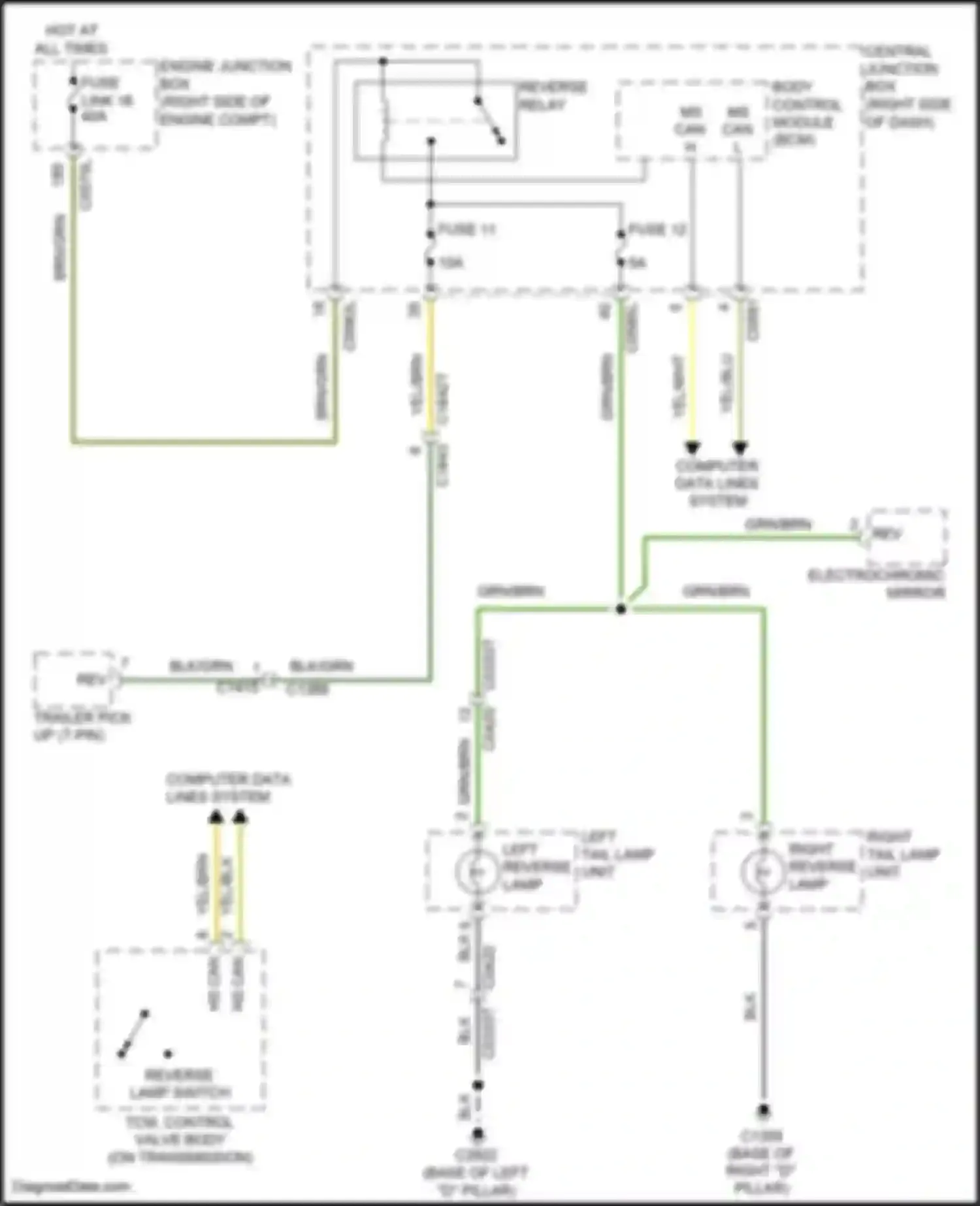 Range Rover Sport Land Rover I facelift (2009-2013): Backup lamps circuit