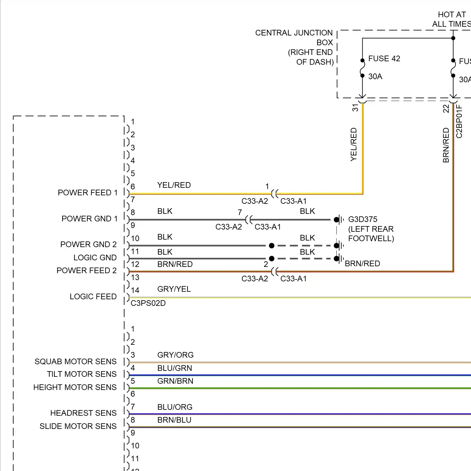demo - Driver"s memory seat circuit, 12-way (1 of 2) Driver"s memory seat circuit, 12-way (1 of 2)