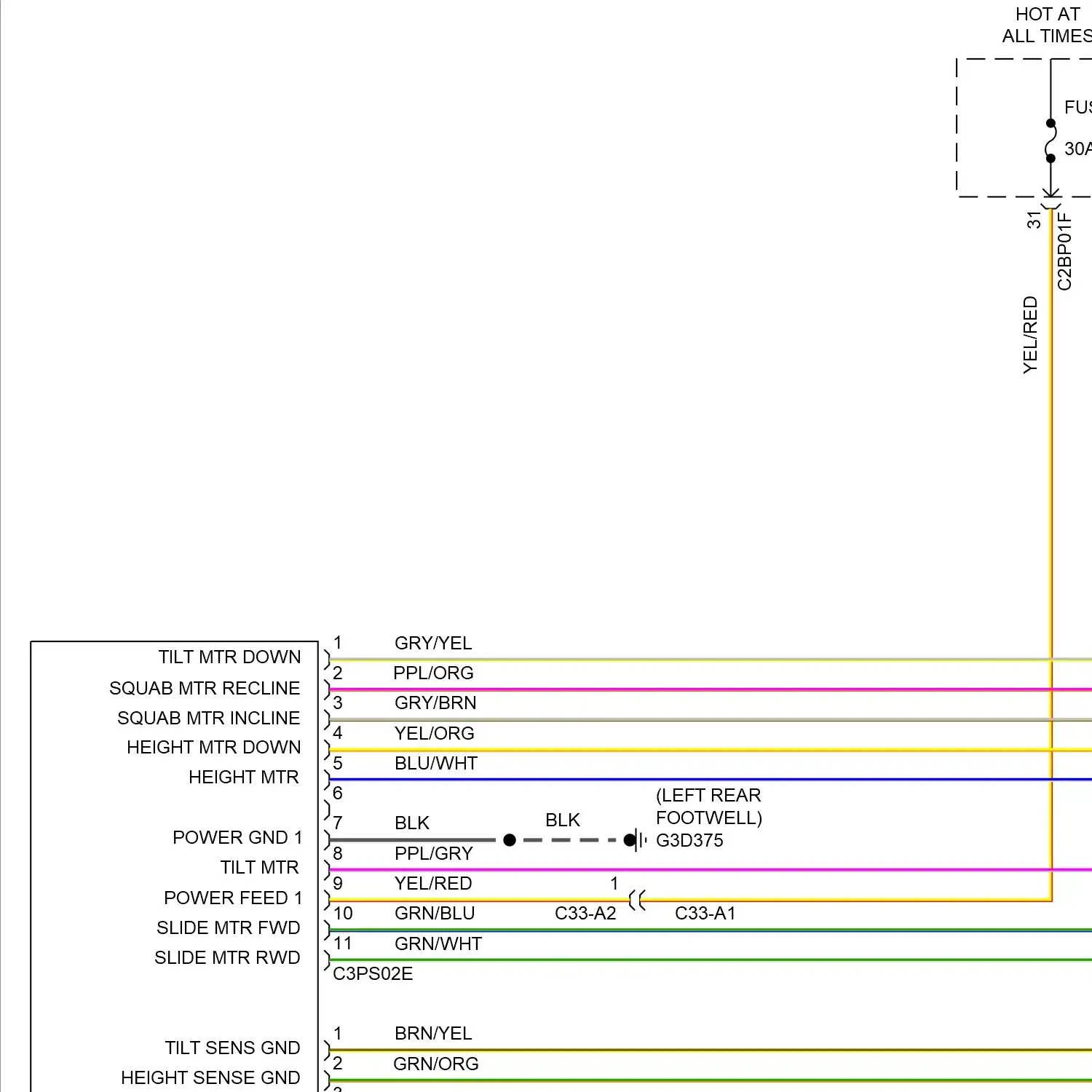 demo - Driver"s memory seat circuit, 8-way (1 of 2) Driver"s memory seat circuit, 8-way (1 of 2)