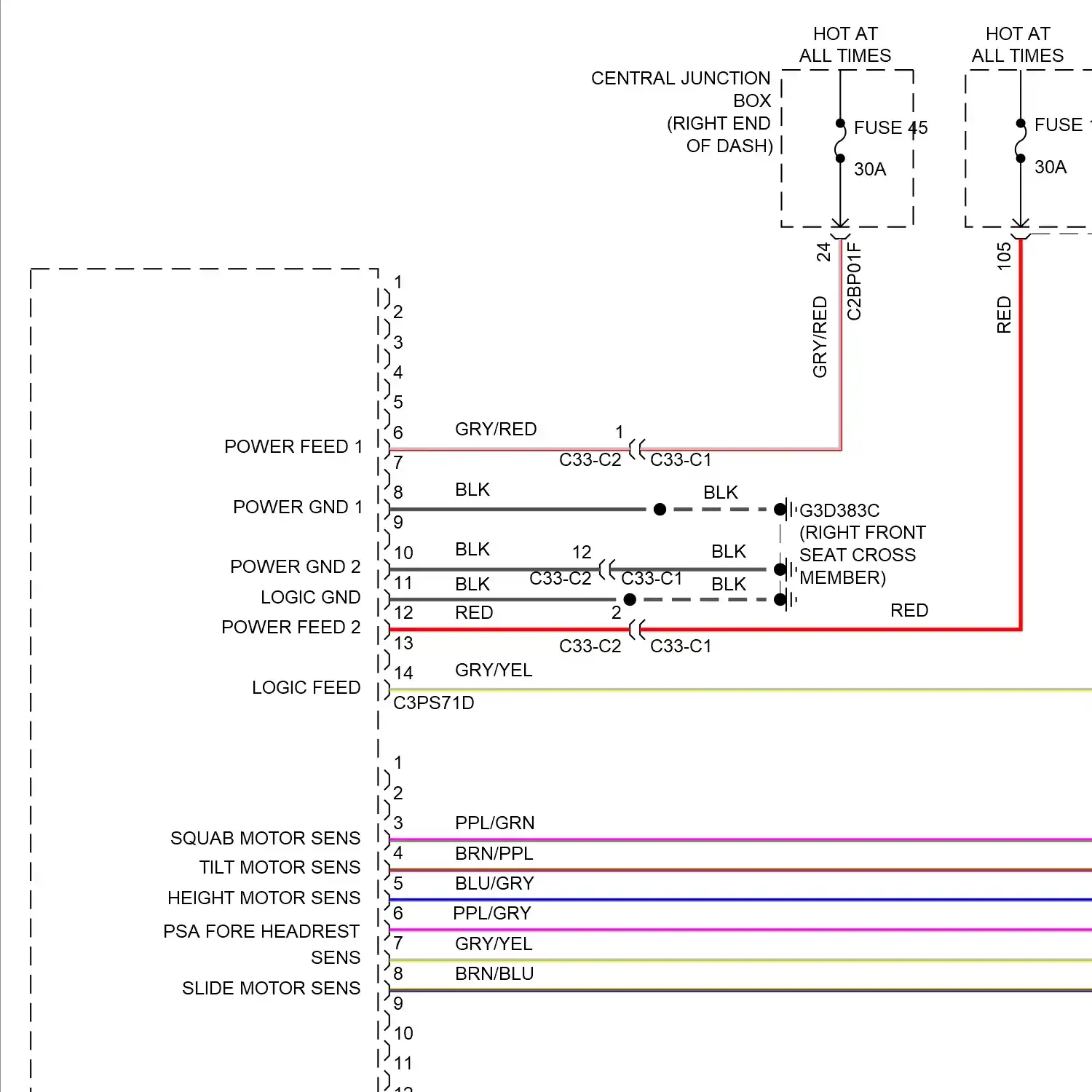demo - Passenger"s memory seat circuit, 12-way (1 of 2) Passenger"s memory seat circuit, 12-way (1 of 2)