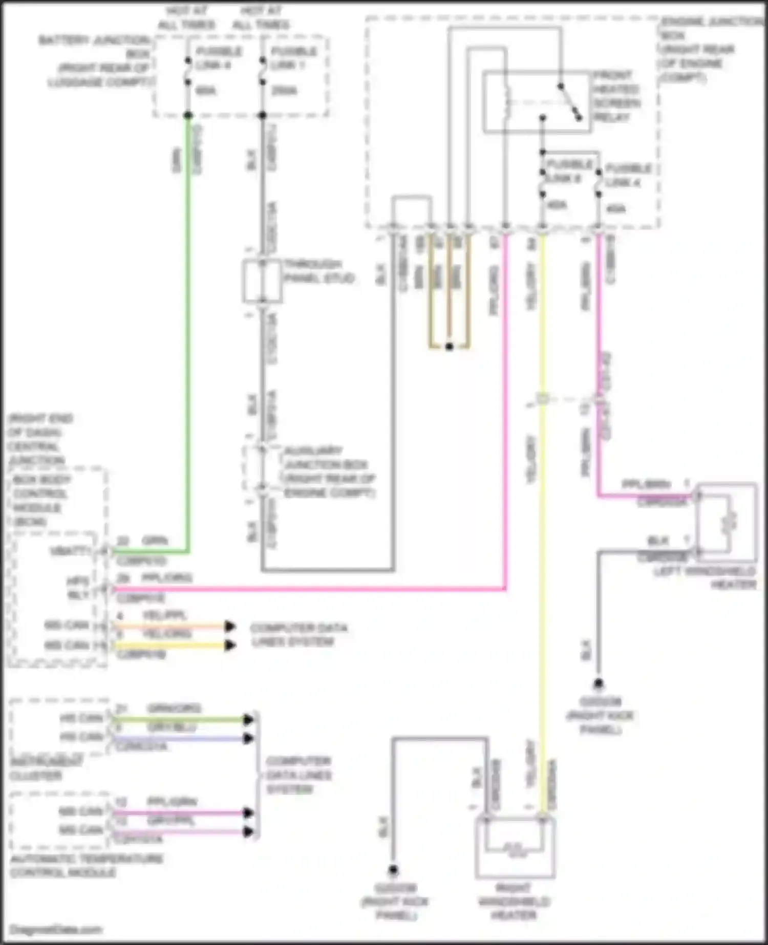 Wiring diagram front heated screen relay for Land Rover Range Rover Sport II (2013-2017) (1 of 1)