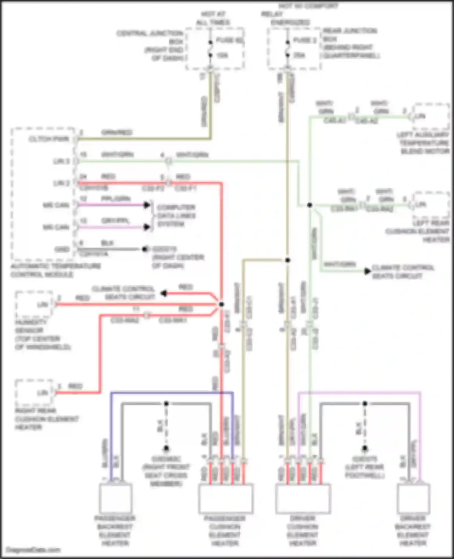 Wiring diagram passenger cushion element heater for Land Rover Range Rover Sport II (2013-2017) (1 of 2)