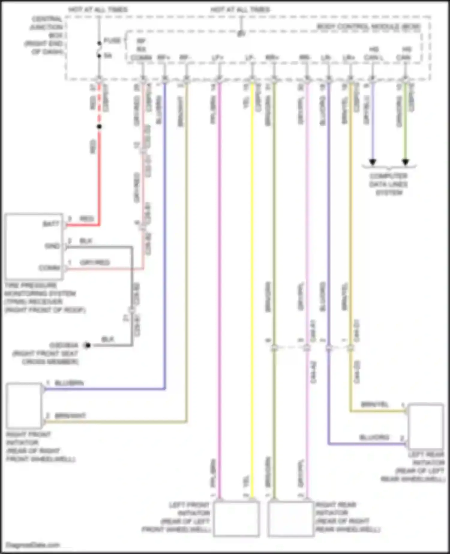 Wiring diagram left rear initiator for Land Rover Range Rover Sport L494 (2013-2017) (1 of 1)