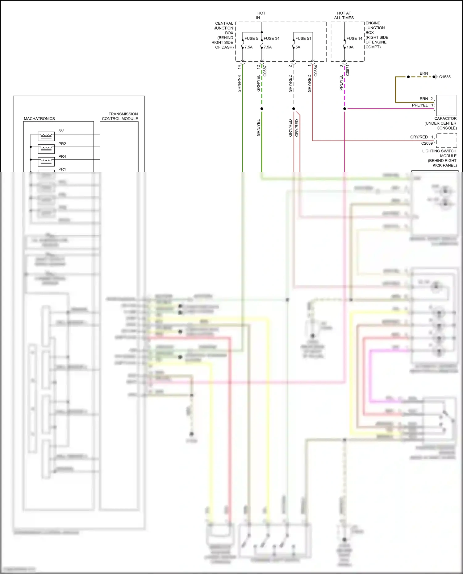 Land Rover Range Rover III facelift (2005-2009) command shift switch wiring diagram  (1 of 3)