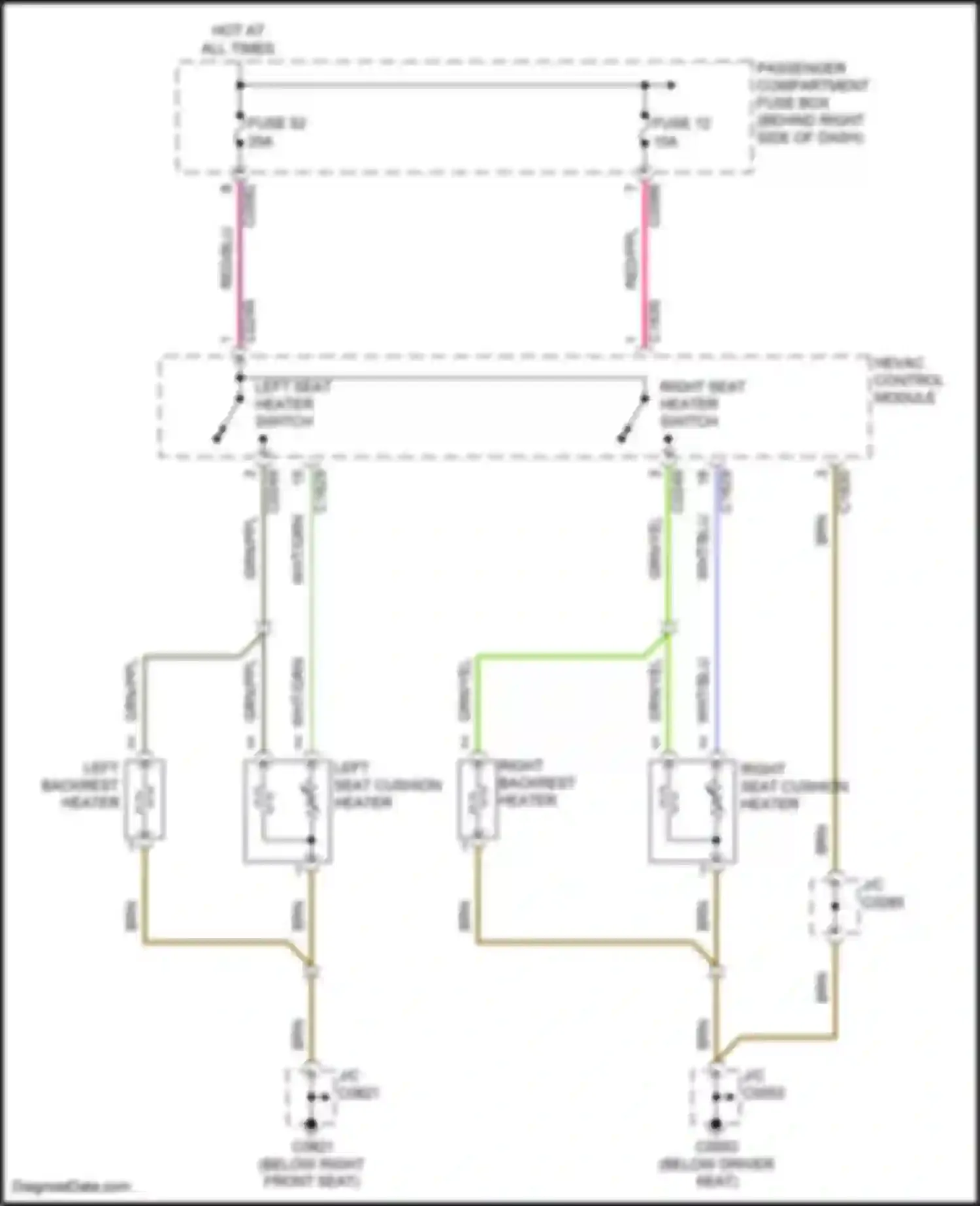 Wiring diagram left seat heater switch for Land Rover Range Rover III (2002-2005) (1 of 2)