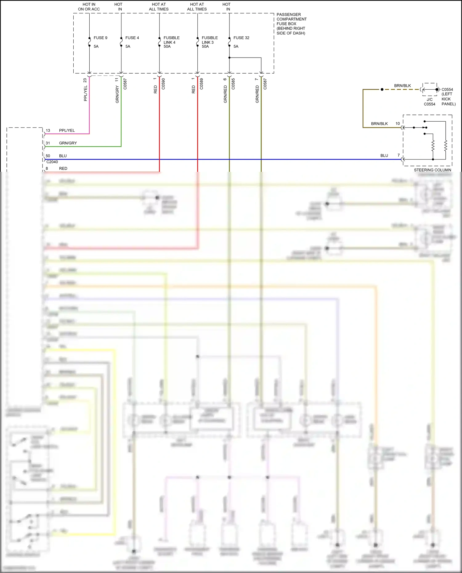 Land Rover Range Rover III (2002-2005) lighting module switch wiring diagram  (2 of 5)