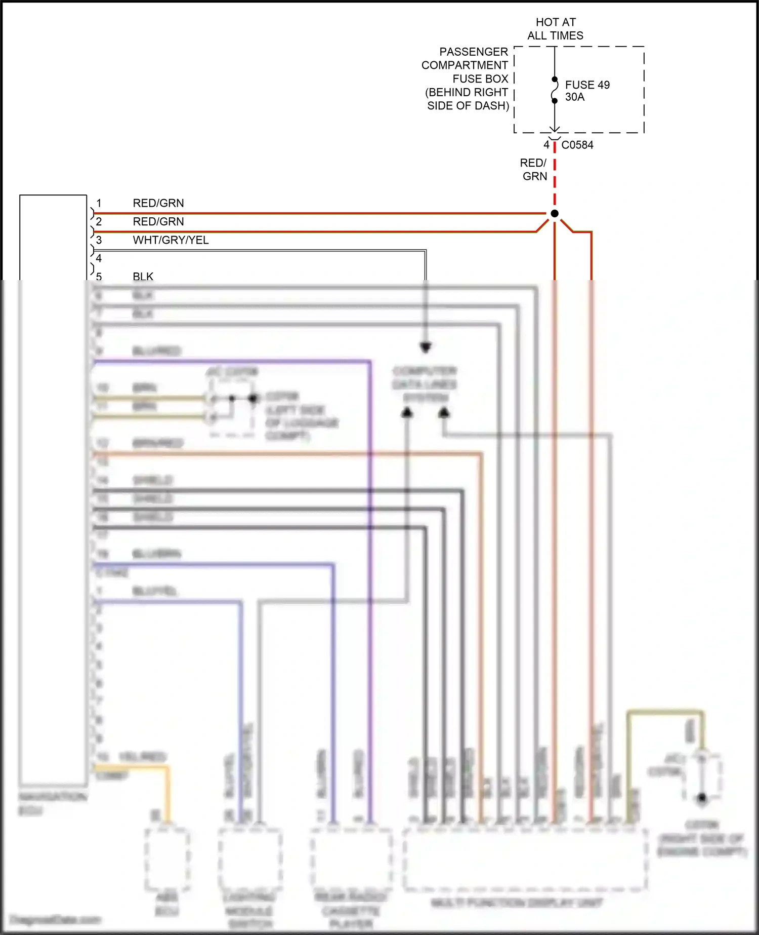 Land Rover Range Rover III (2002-2005) lighting module switch wiring diagram  (4 of 5)