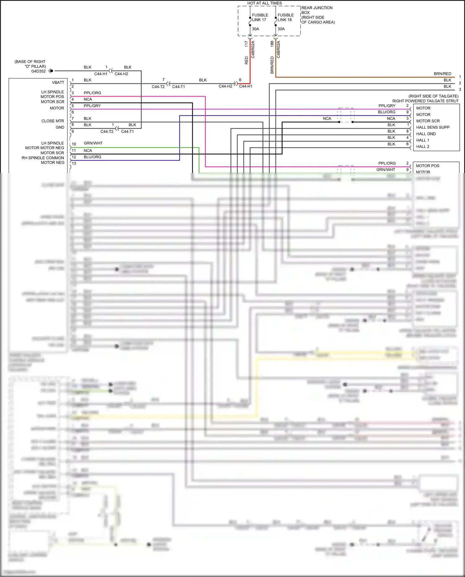 Land Rover Range Rover IV (2012-2017) ext upper tailgate rel req wiring diagram  (2 of 2)