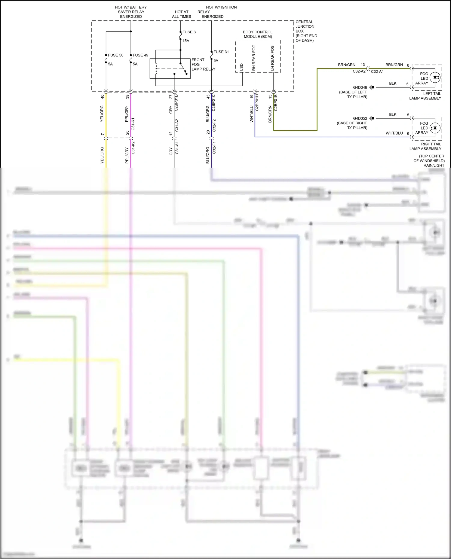 Land Rover Range Rover IV (2012-2017) fog led array wiring diagram  (2 of 2)