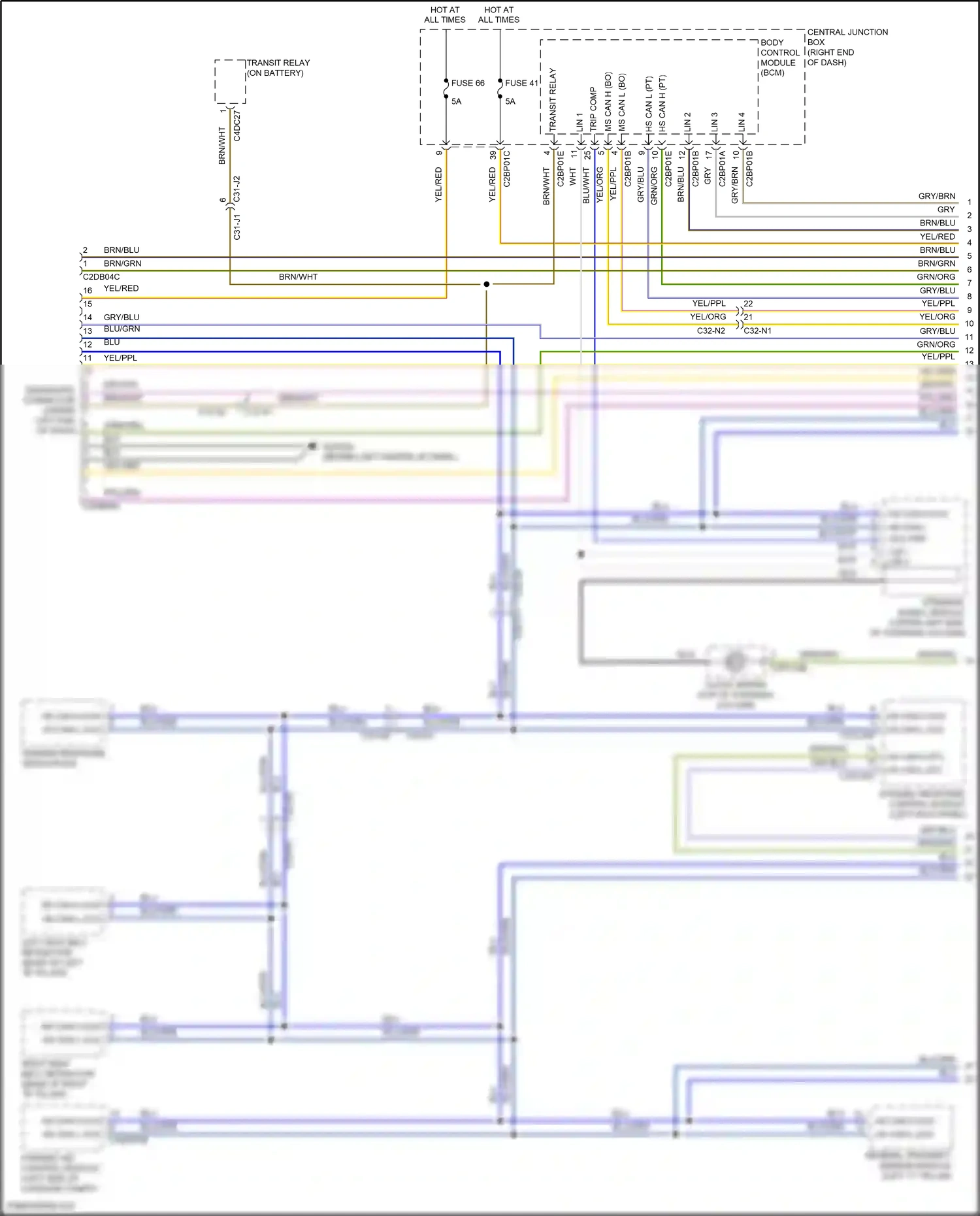 Land Rover Range Rover IV (2012-2017) general proximity sensor module wiring diagram  (1 of 2)