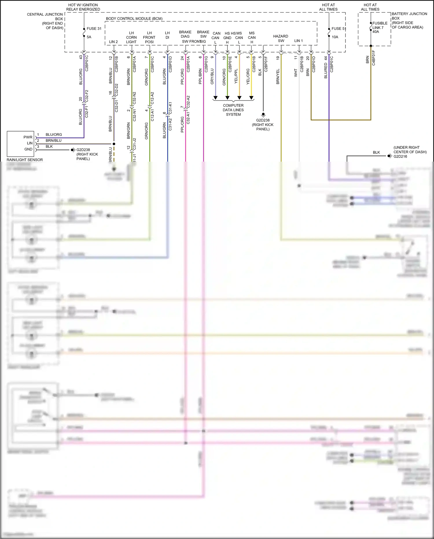 Land Rover Range Rover IV (2012-2017) rain/light sensor wiring diagram  (3 of 6)