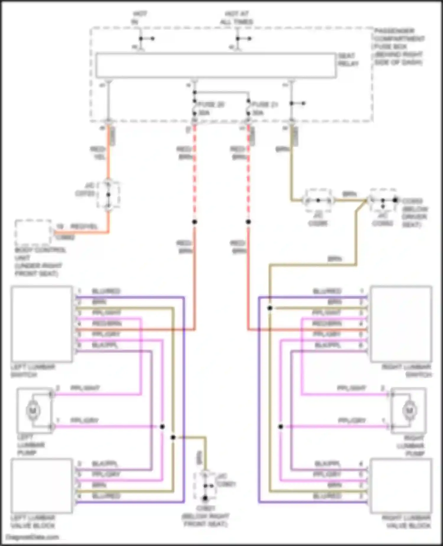 Wiring diagram blu/red for Land Rover Range Rover L322 (2002-2005) (4 of 31)