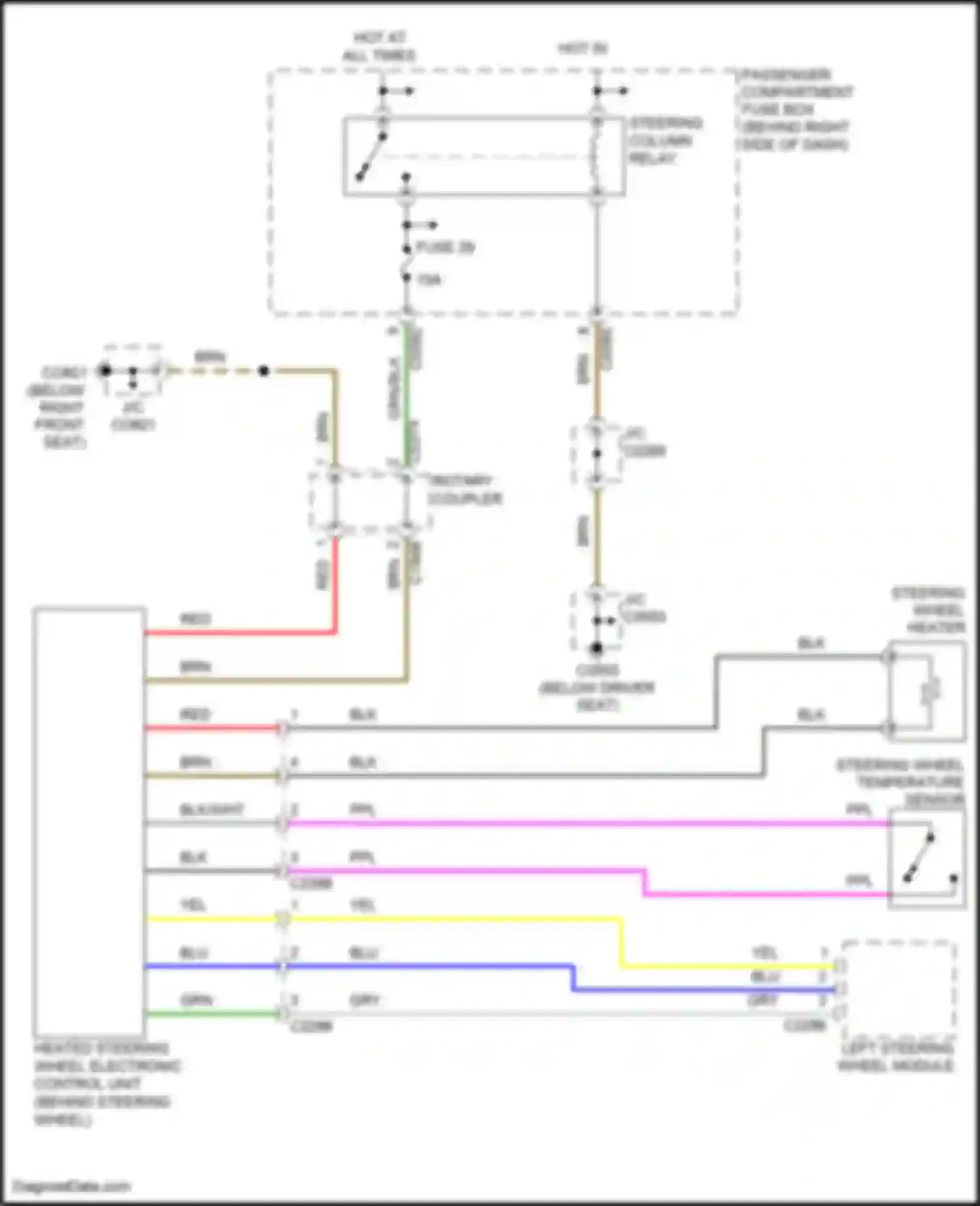 Wiring diagram heated steering wheel electronic control unit for Land Rover Range Rover L322 (2002-2005) (1 of 1)