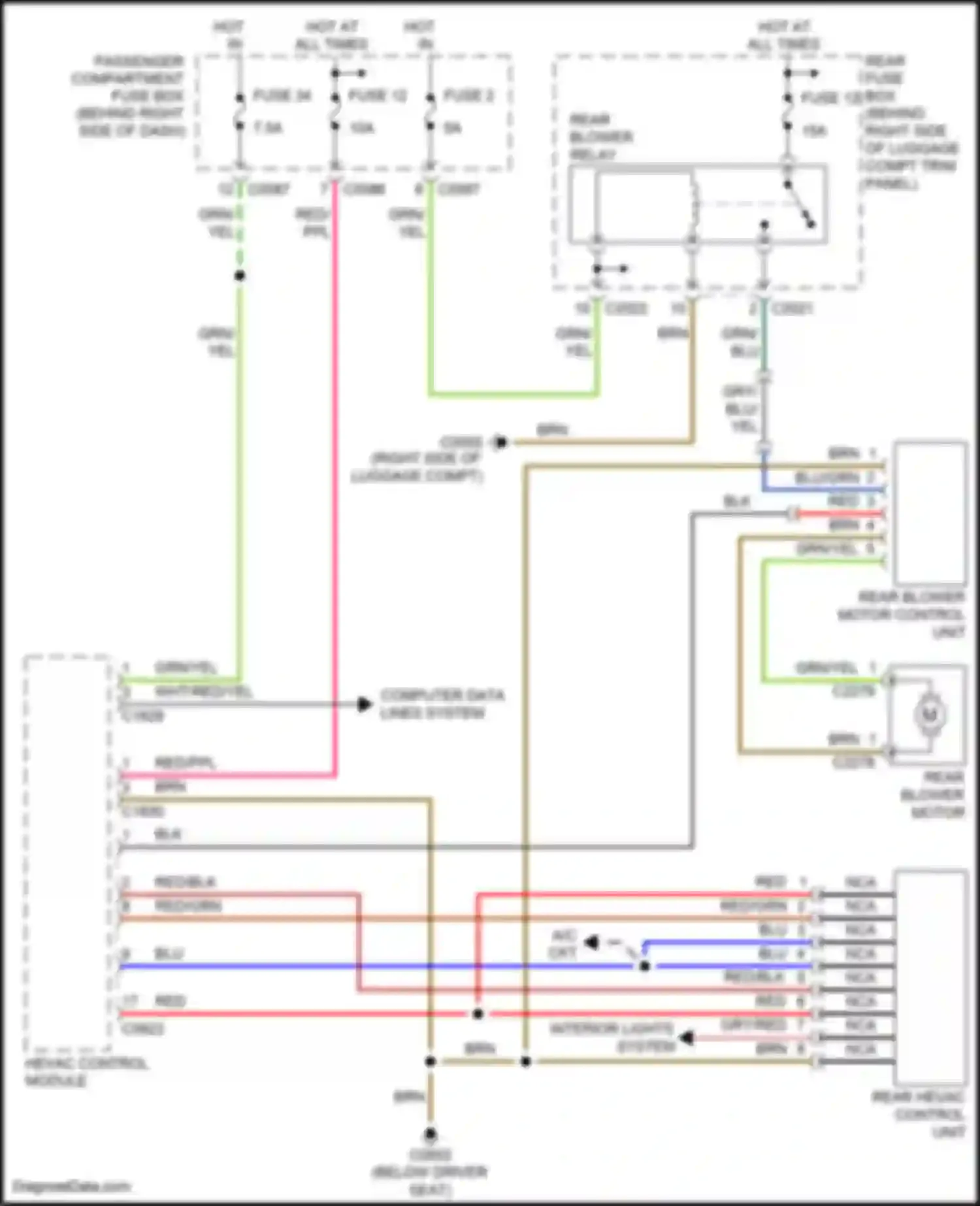 Wiring diagram rear hevac control unit for Land Rover Range Rover L322 (2002-2005) (3 of 3)