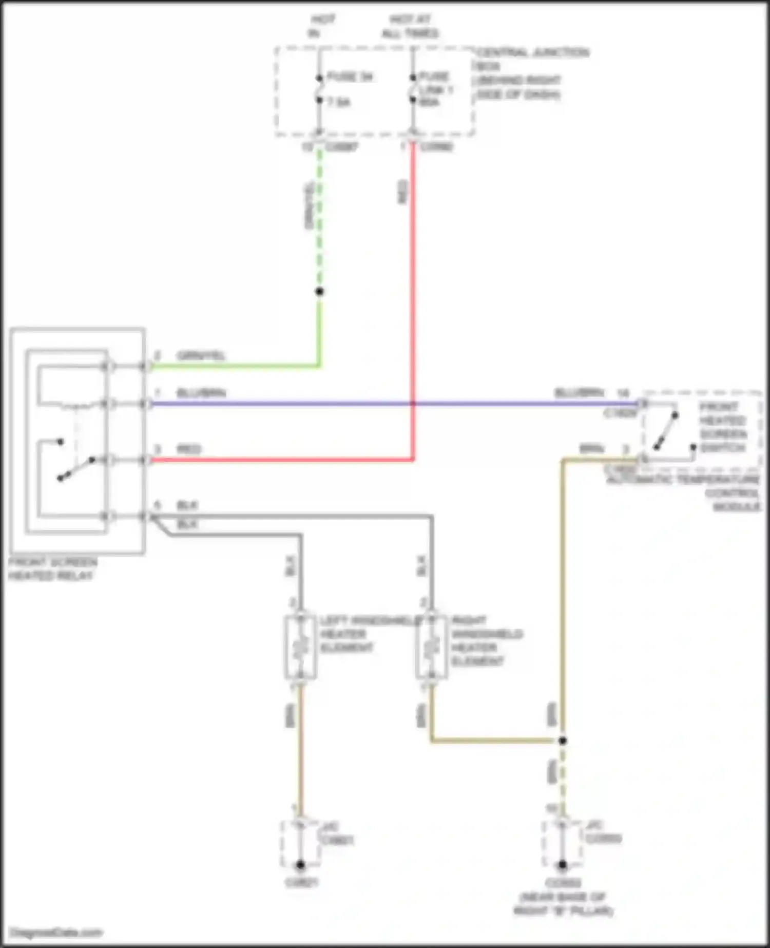 Range Rover Land Rover L322 (2005-2009): Heated windshield circuit