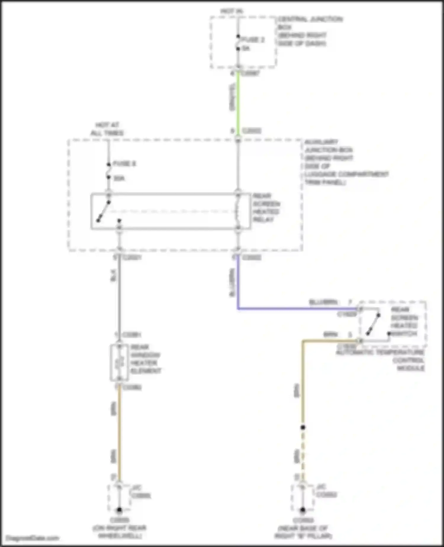 Range Rover Land Rover L322 (2005-2009): Rear defogger circuit