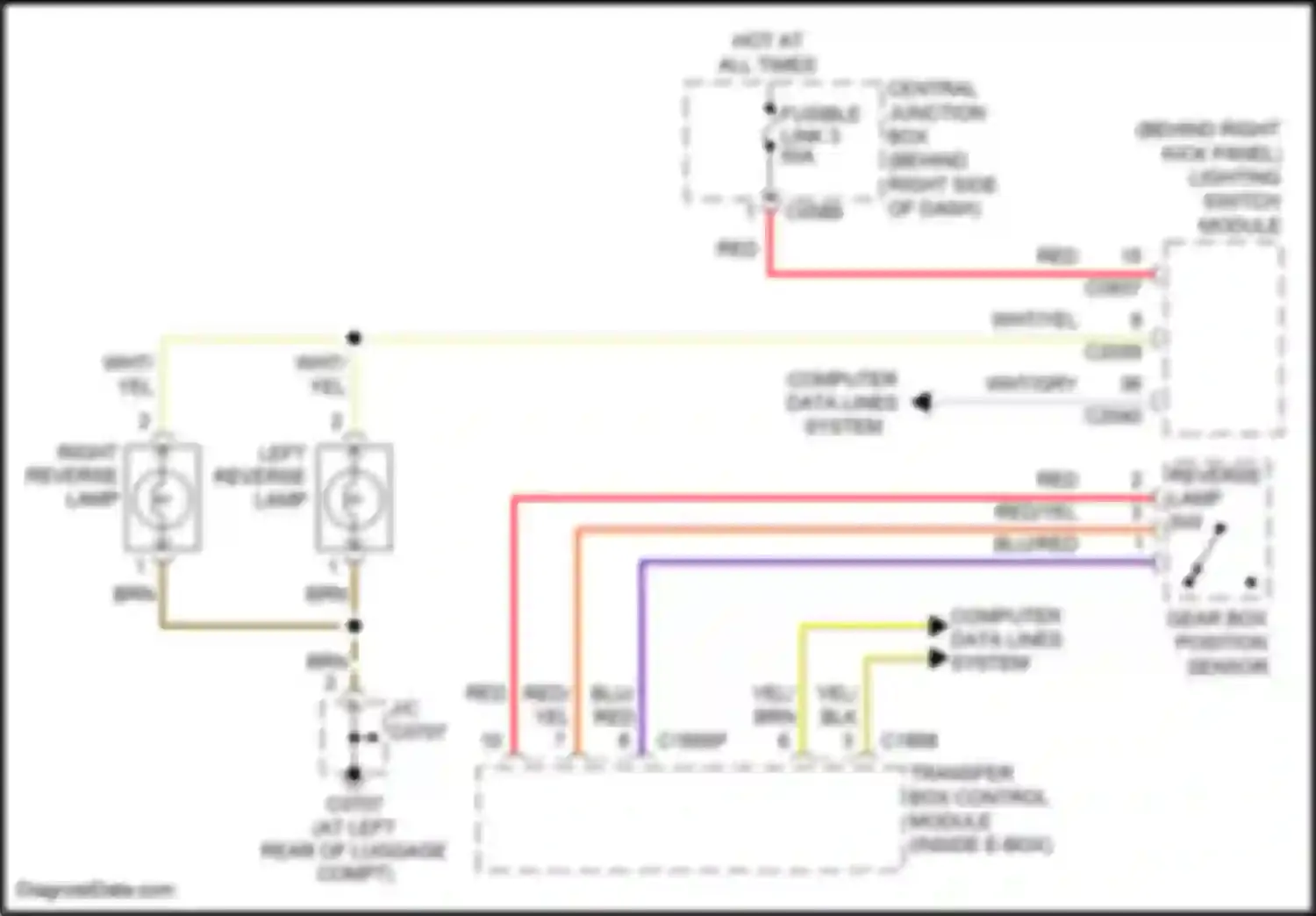 Range Rover Land Rover L322 (2005-2009): Back-up lamps circuit