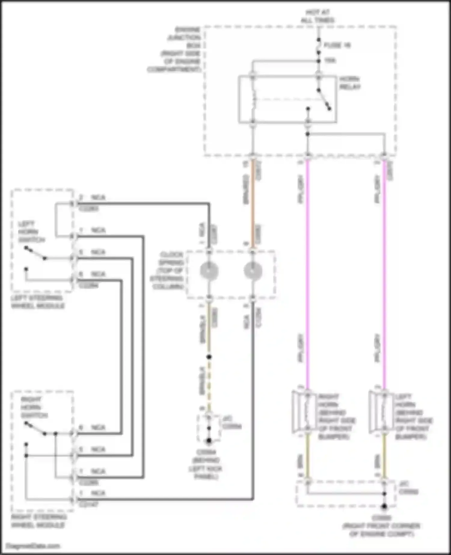 Wiring diagram left horn for Land Rover Range Rover L322 (2005-2009) (2 of 3)