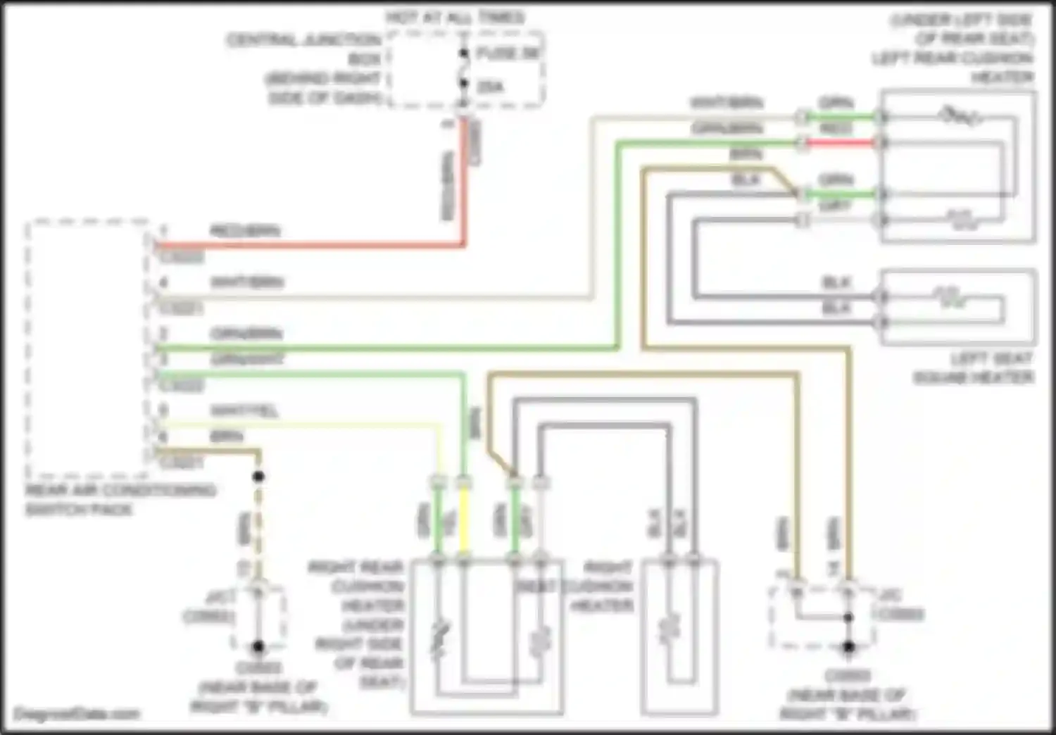 Wiring diagram rear air conditioning switch pack for Land Rover Range Rover L322 (2005-2009) (6 of 6)