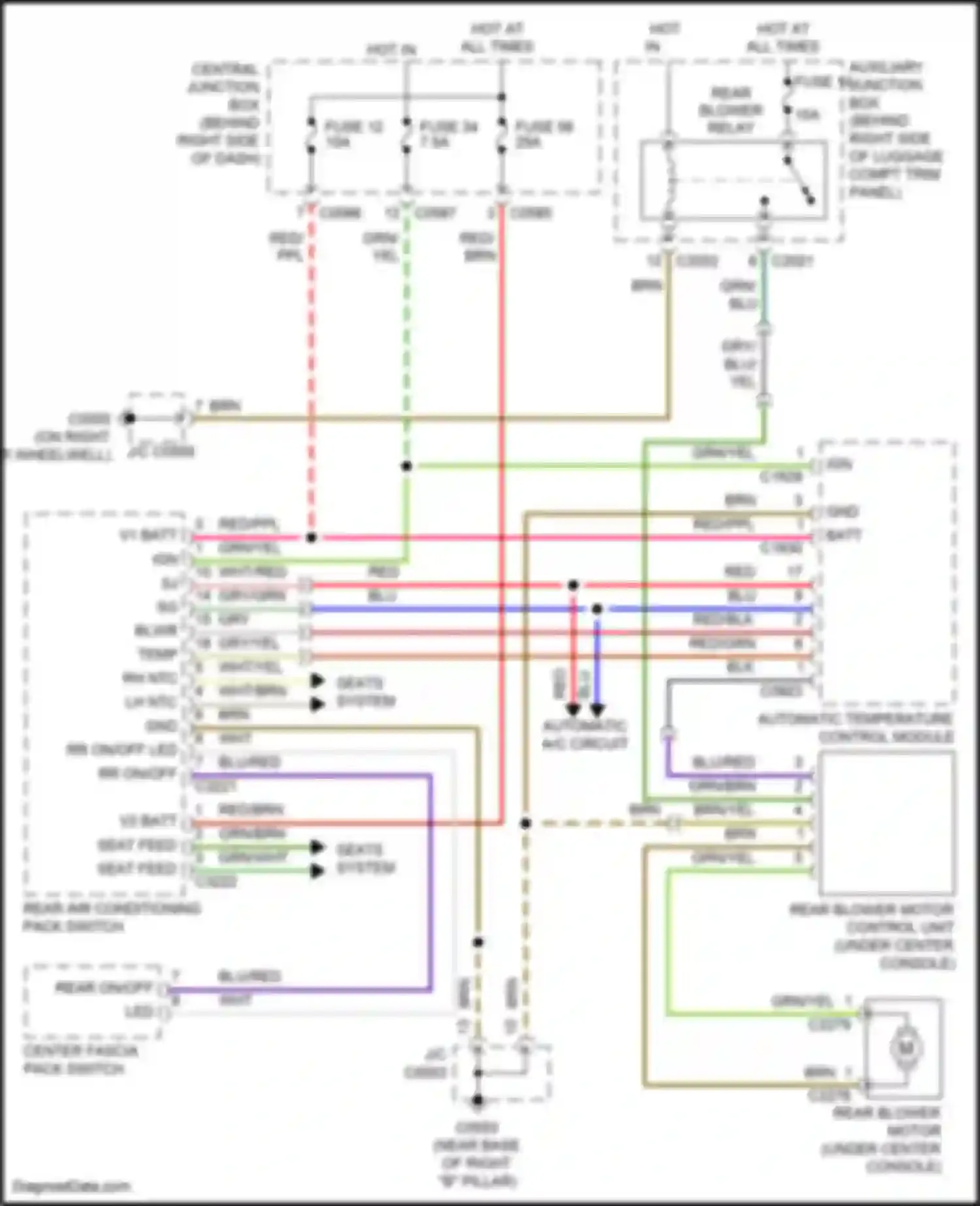 Wiring diagram rear blower motor control unit for Land Rover Range Rover L322 (2005-2009) (4 of 4)