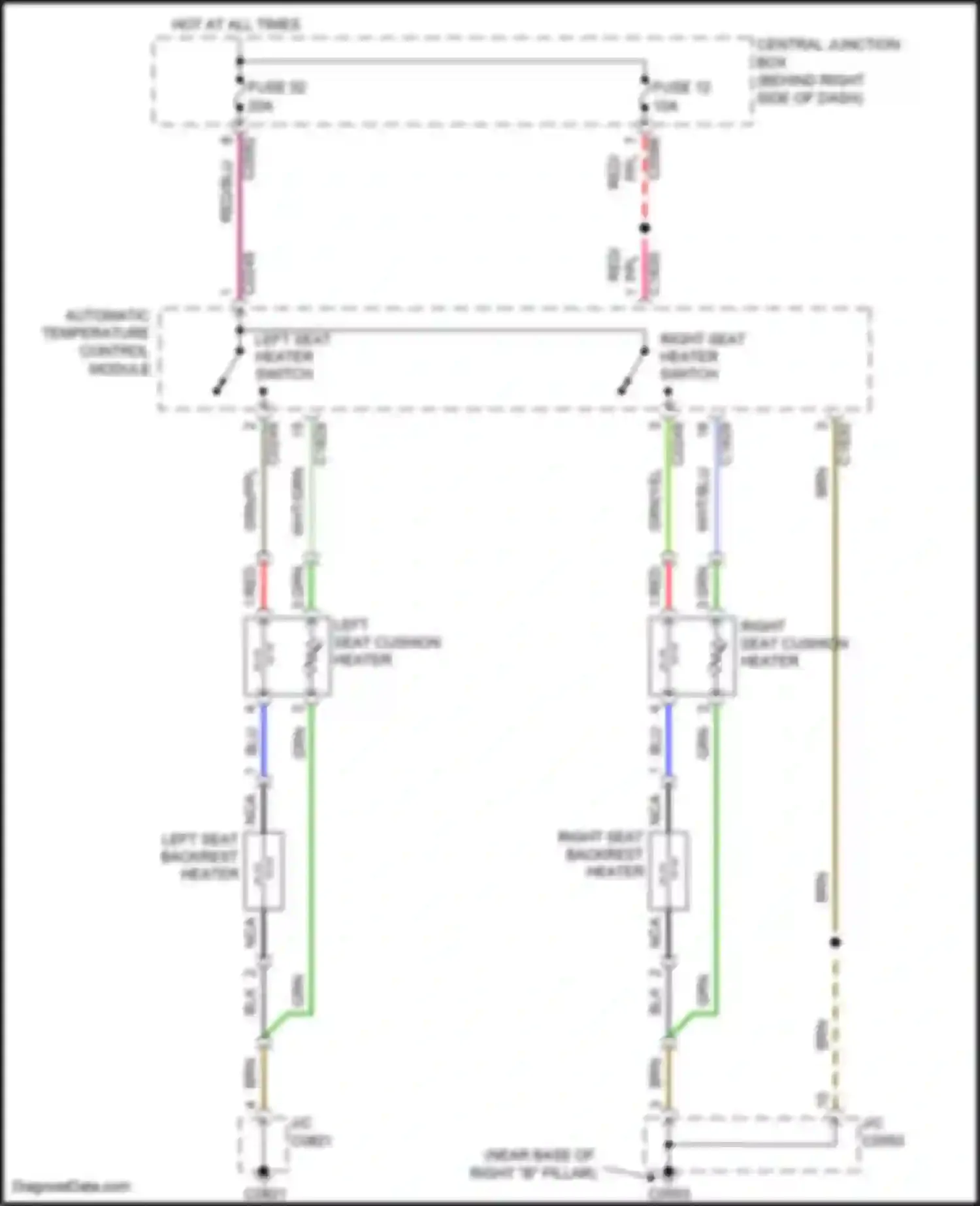 Wiring diagram right seat cushion heater for Land Rover Range Rover L322 (2005-2009) (1 of 3)