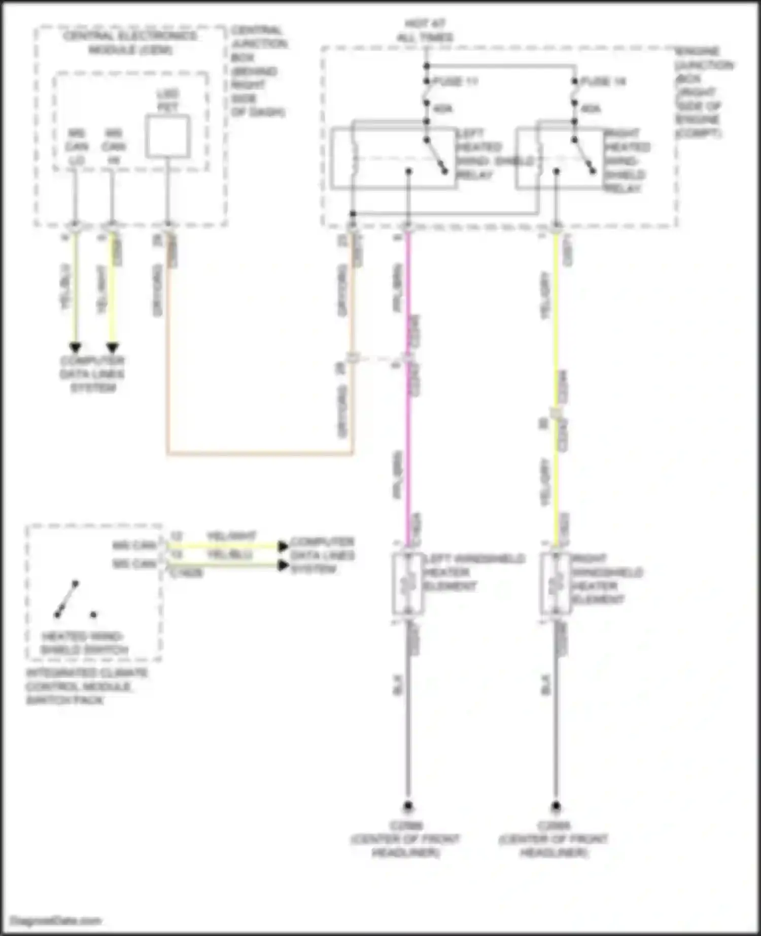 Range Rover Land Rover L322 (2009-2012): Heated windshield circuit