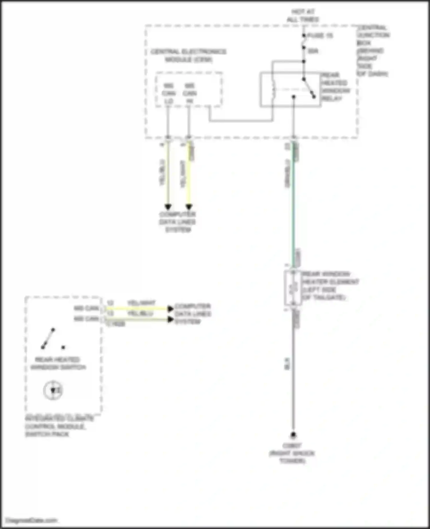 Range Rover Land Rover L322 (2009-2012): Rear defogger circuit