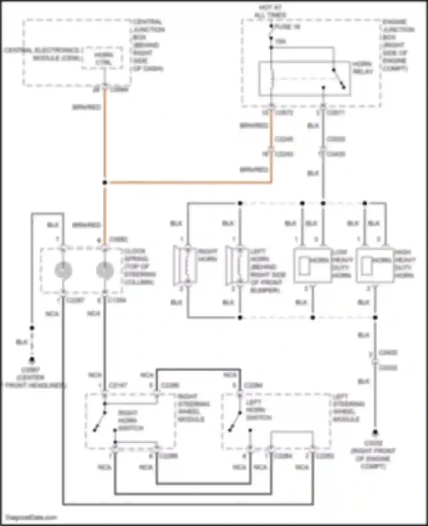 Range Rover Land Rover L322 (2009-2012): Horn circuit