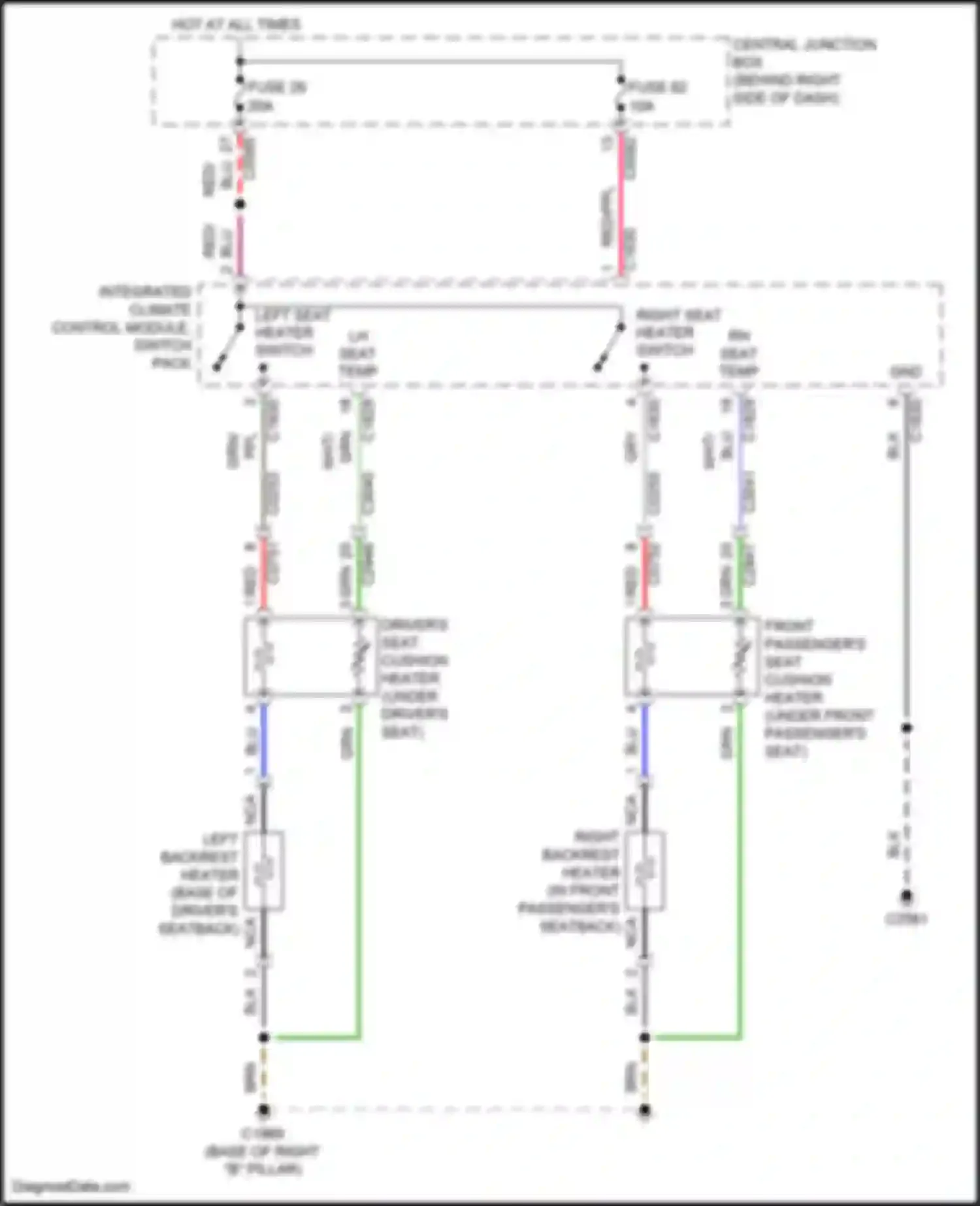 Range Rover Land Rover L322 (2009-2012): Front seat heater circuit