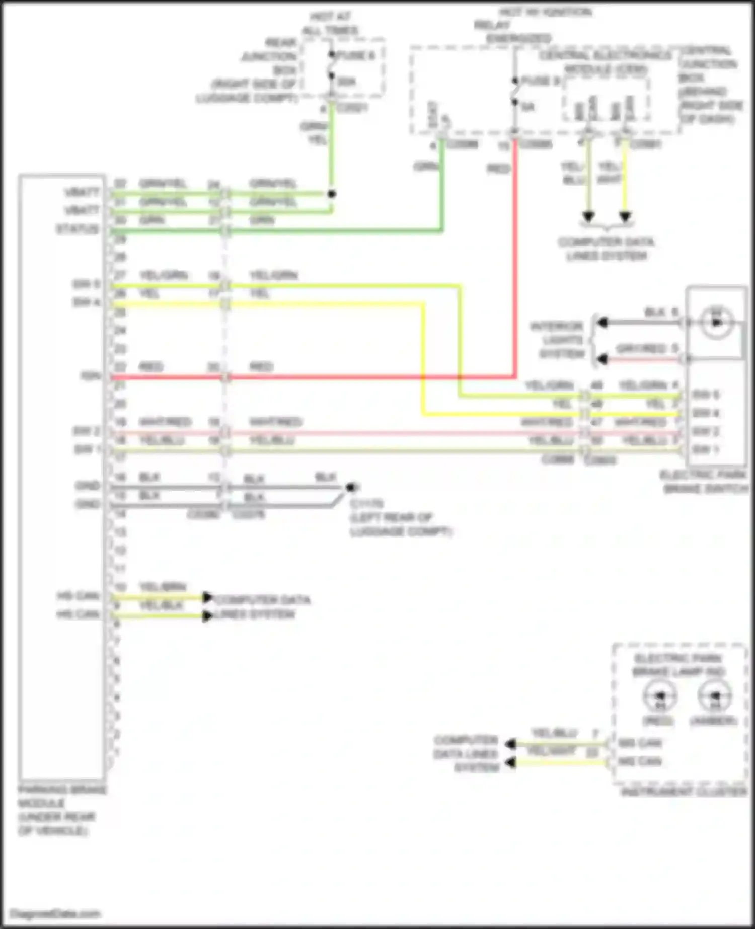 Range Rover Land Rover L322 (2009-2012): Park brake release circuit