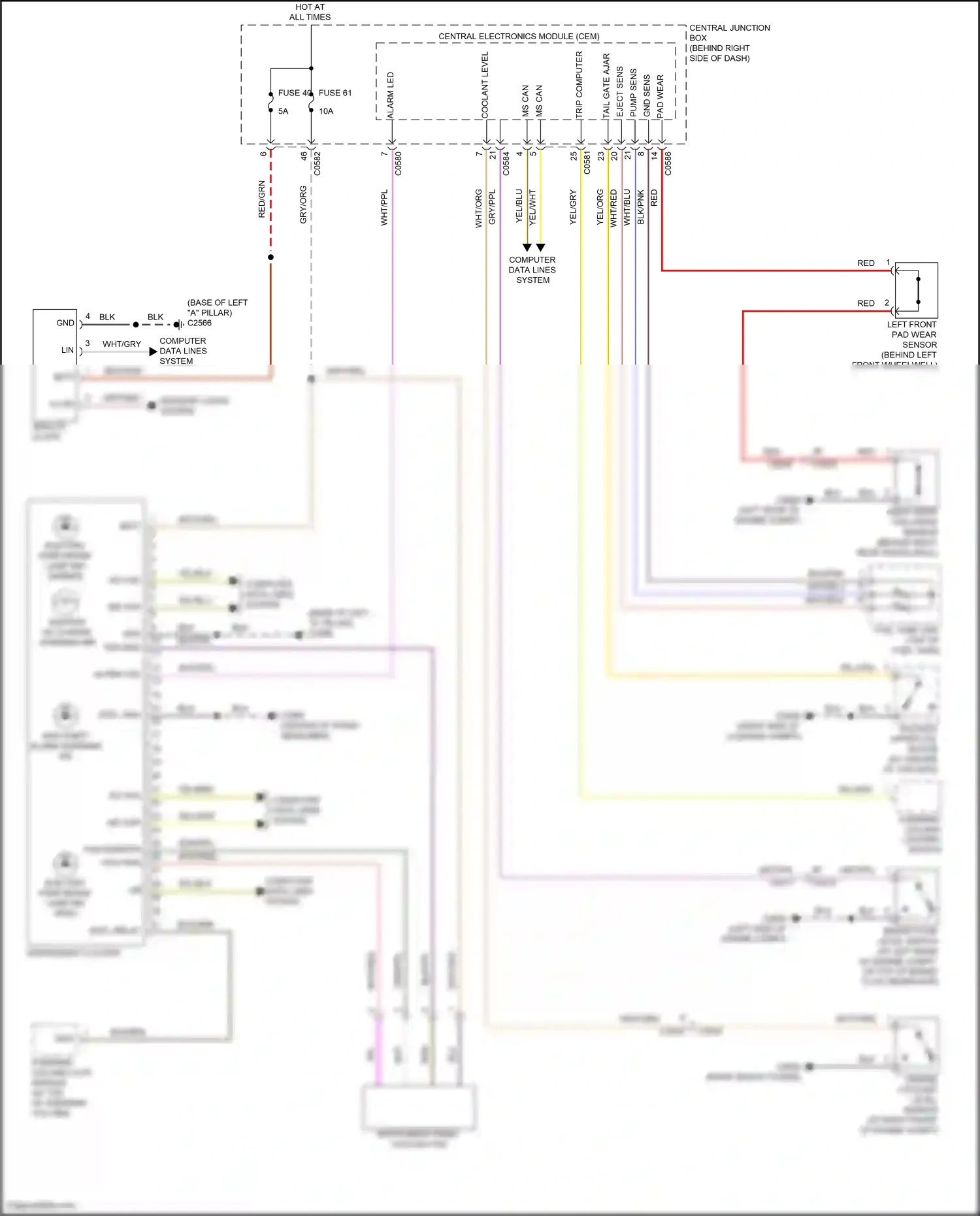 Land Rover Range Rover L322 (2009-2012) engine coolant level sensor wiring diagram  (2 of 2)