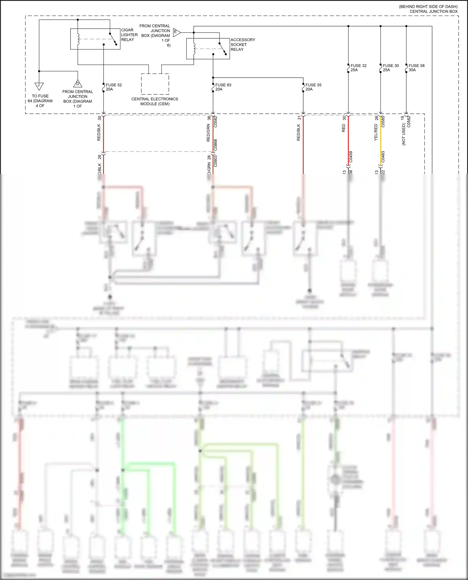 Land Rover Range Rover L322 (2009-2012) front accessory socket wiring diagram  (2 of 2)
