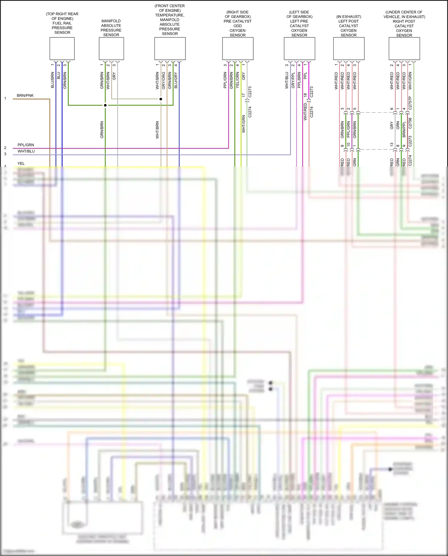 Land Rover Range Rover L322 (2009-2012) left post catalyst oxygen sensor wiring diagram  (1 of 2)