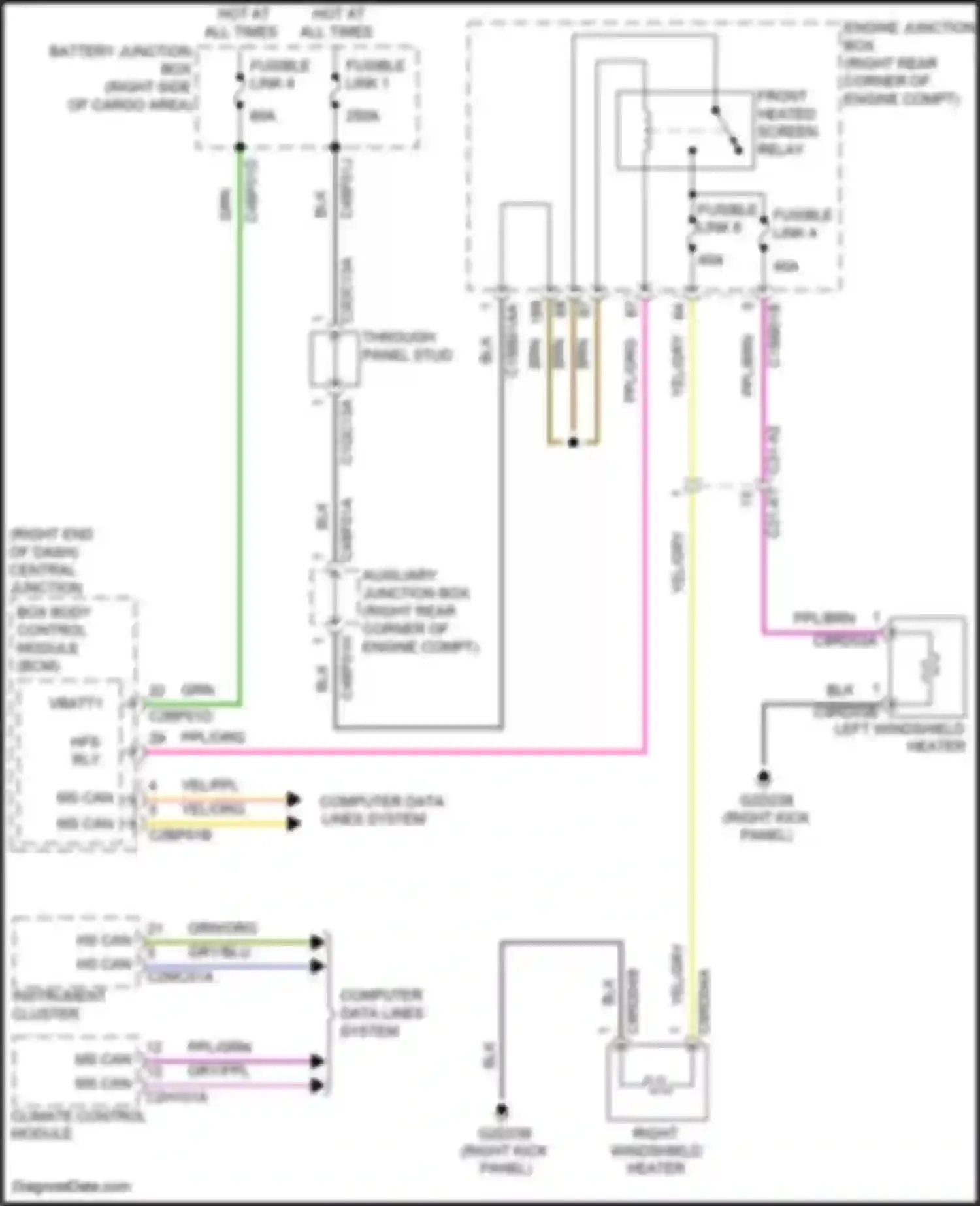 Range Rover Land Rover L405 (2012-2017): Heated windshield circuit