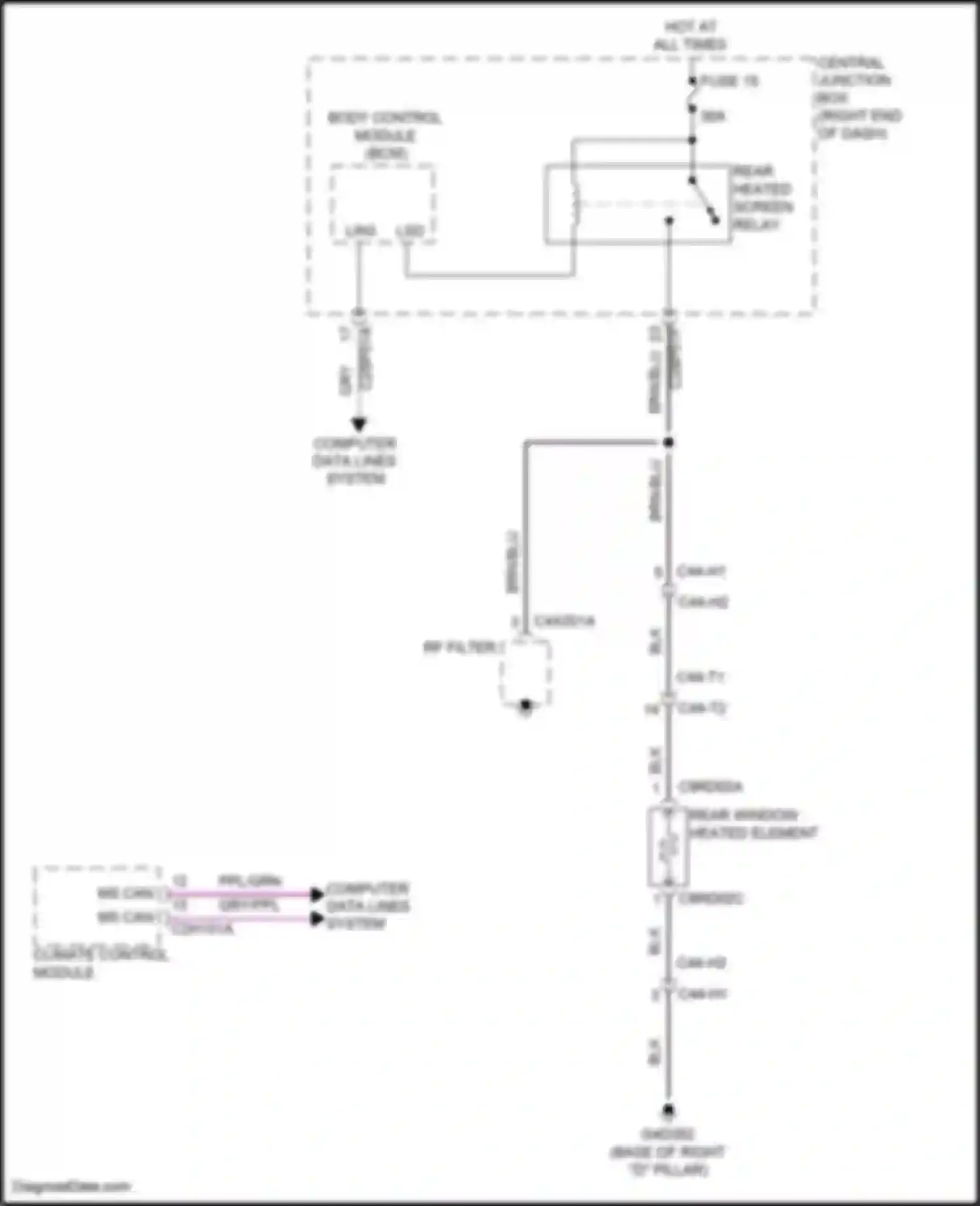 Range Rover Land Rover L405 (2012-2017): Rear defogger circuit