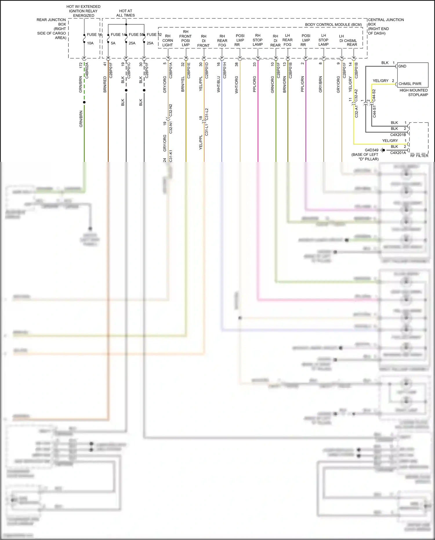 Land Rover Range Rover L405 (2012-2017) fog led array wiring diagram  (1 of 2)
