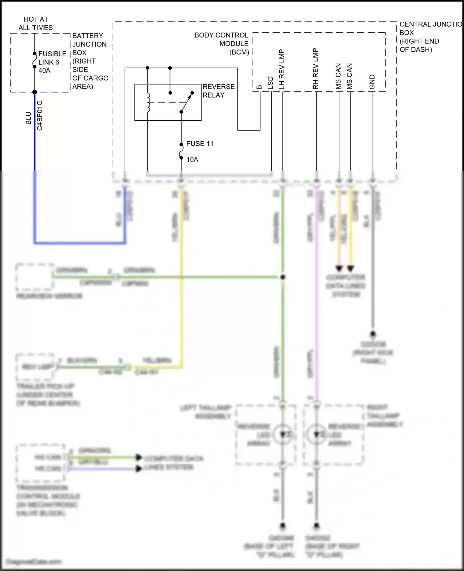 Land Rover Range Rover L405 (2012-2017) reverse led array wiring diagram  (1 of 2)