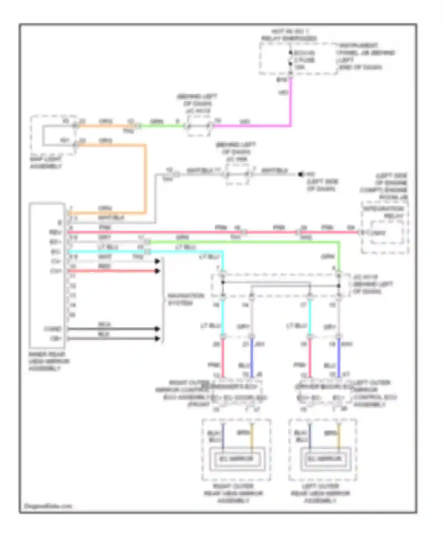 CT Lexus I (2010-2014): Electrochromic mirror circuit, with parking assist