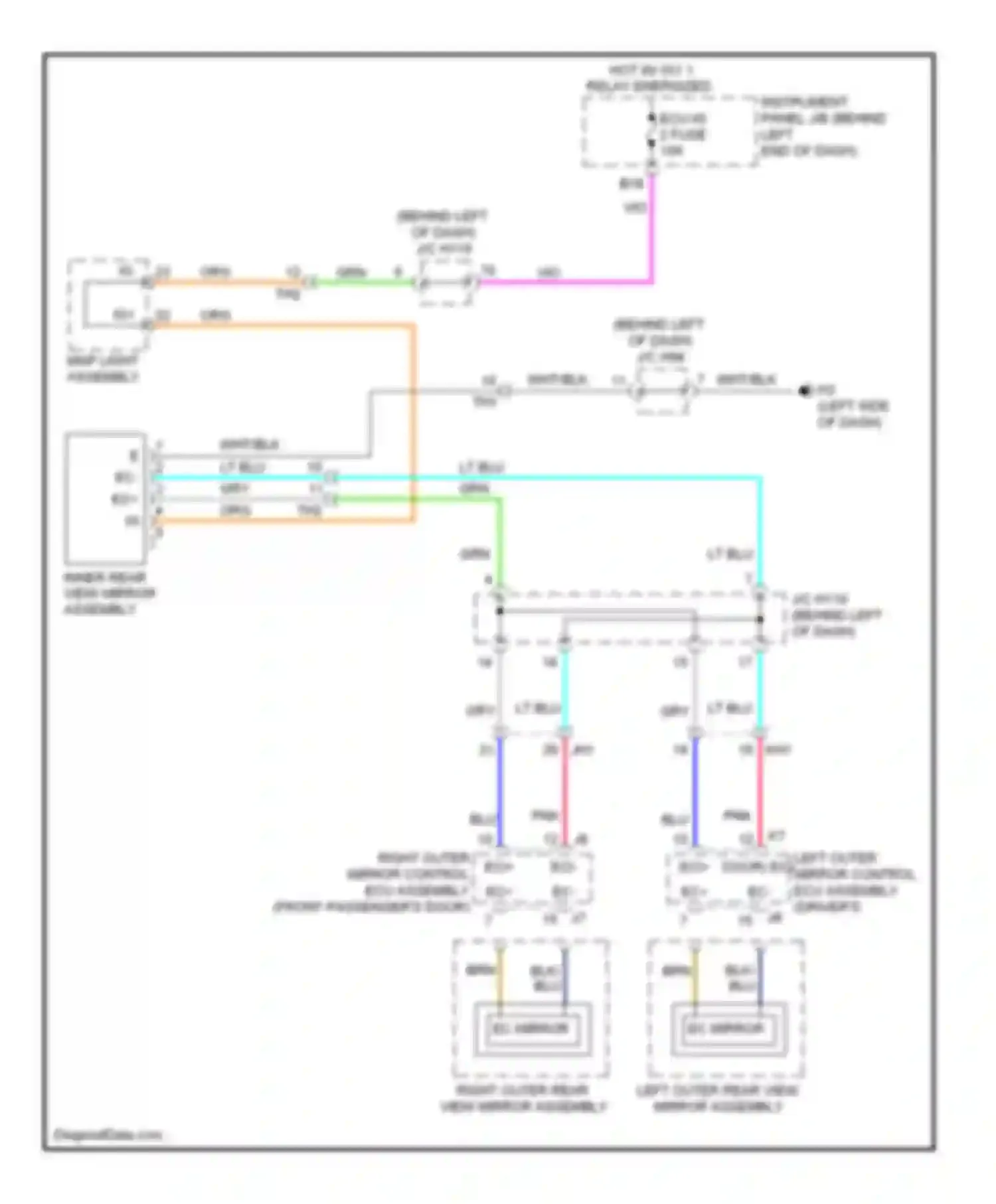 CT Lexus I (2010-2014): Electrochromic mirror circuit, without parking assist