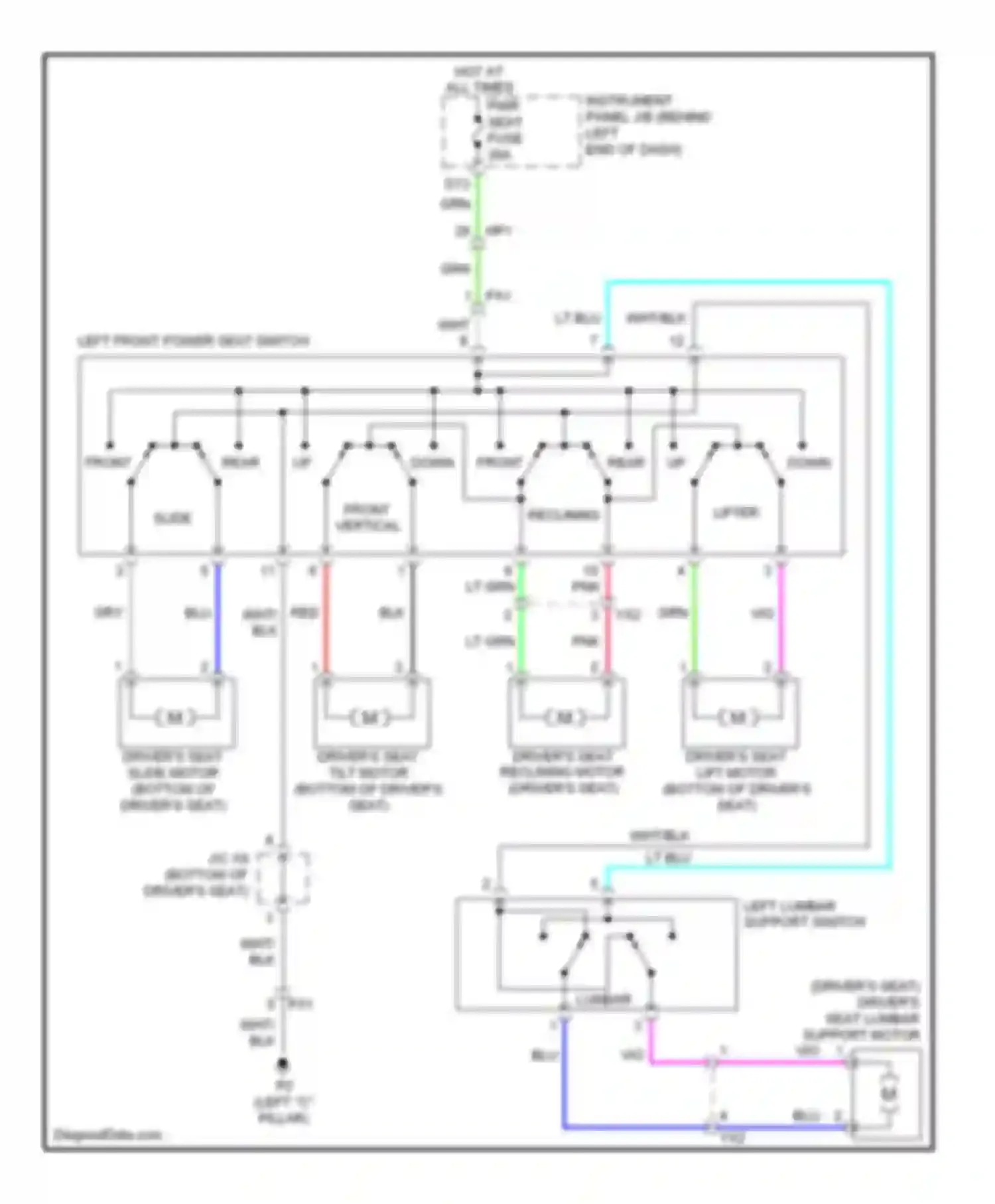 CT Lexus I (2010-2014): Driver power seat circuit